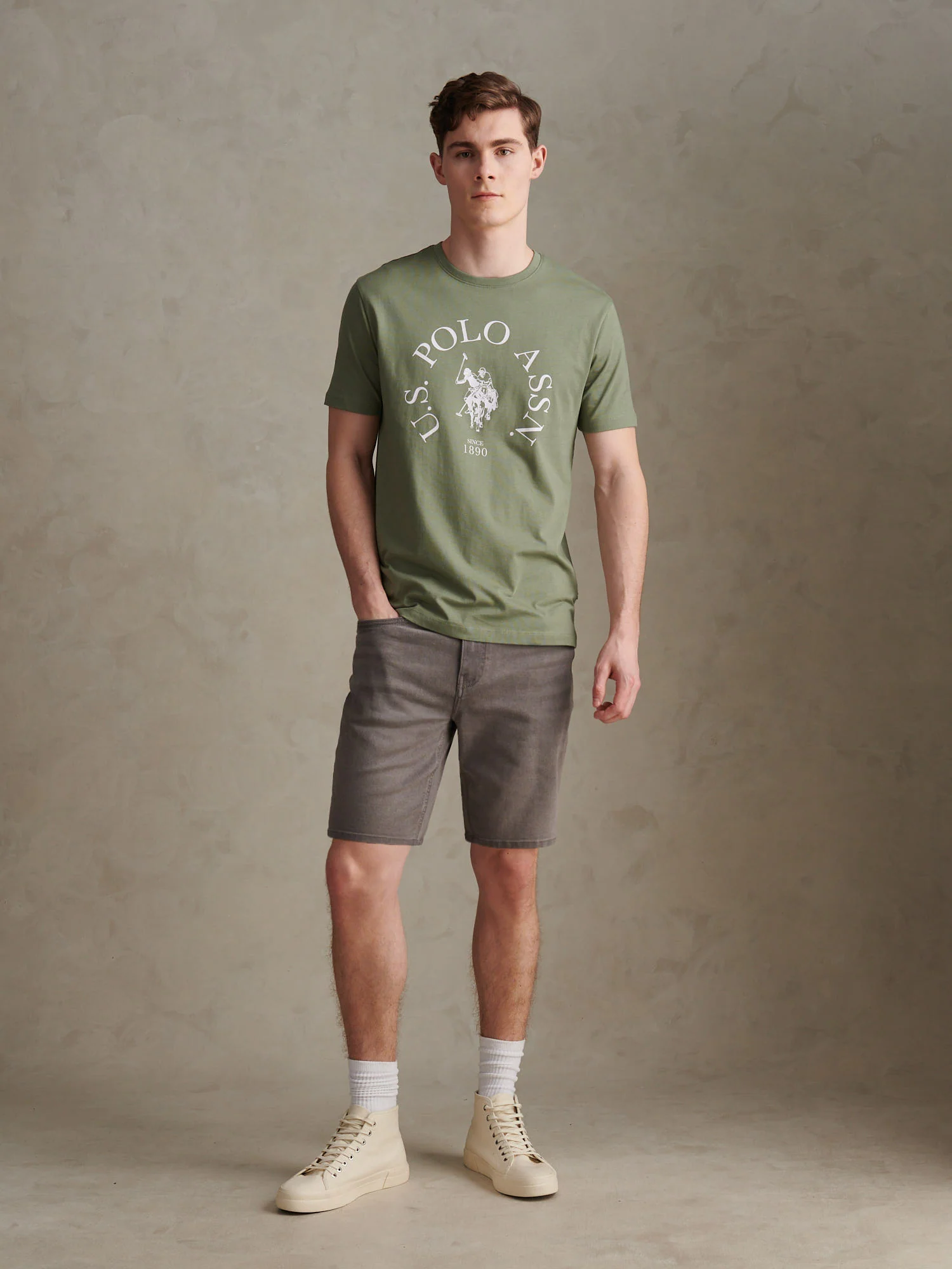 Mens Classic 5 Pocket Denim Shorts Grey Wash - Image 3