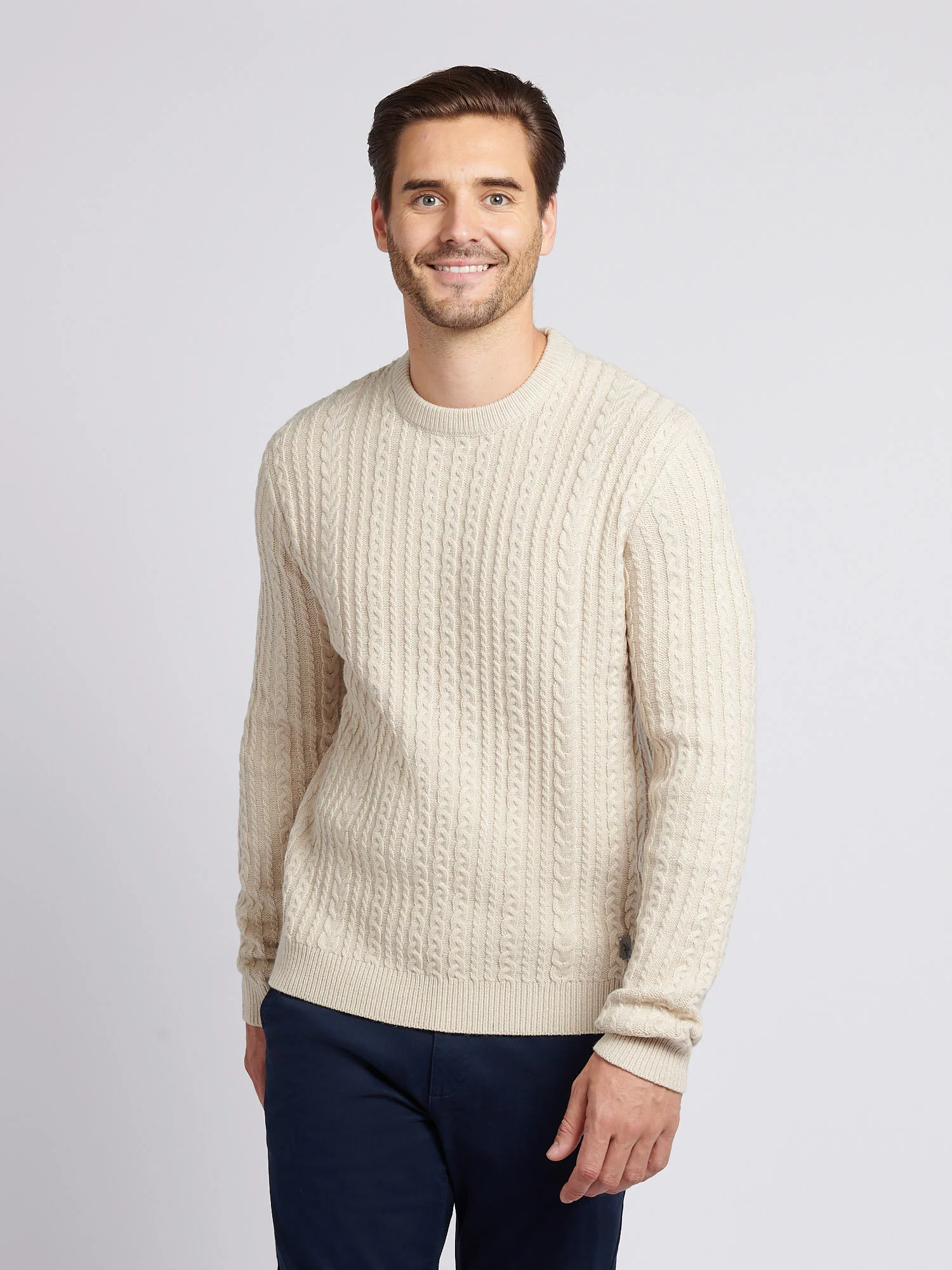 Aran Knit Crew Birch Marl