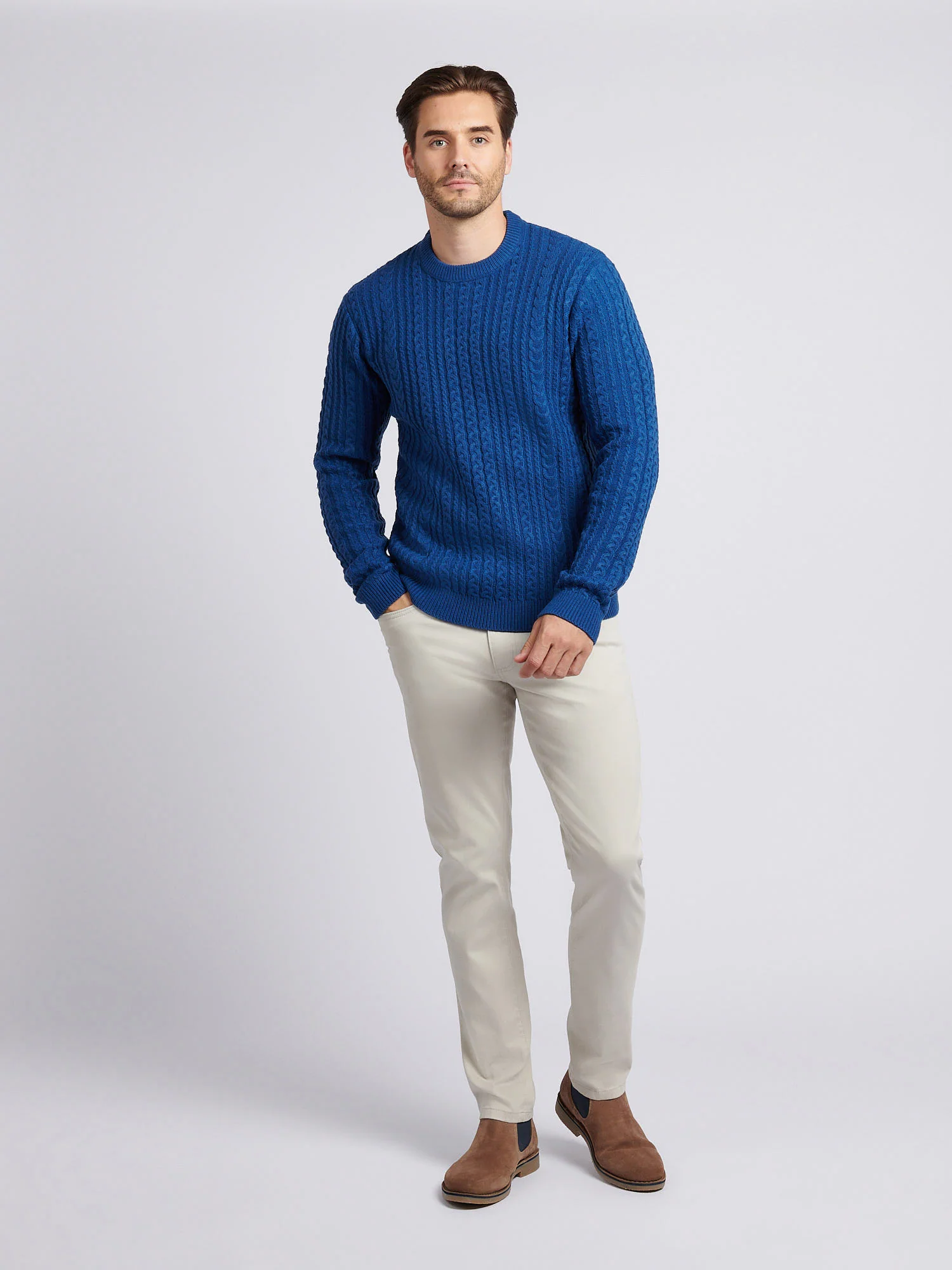 Aran Knit Crew Navy Peony - Image 3
