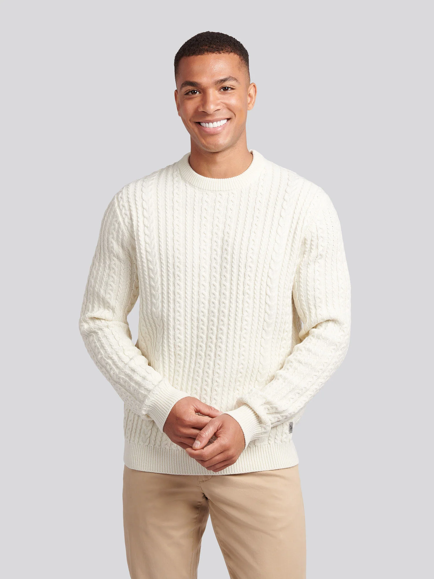 Aran Knit Crew Whisper White