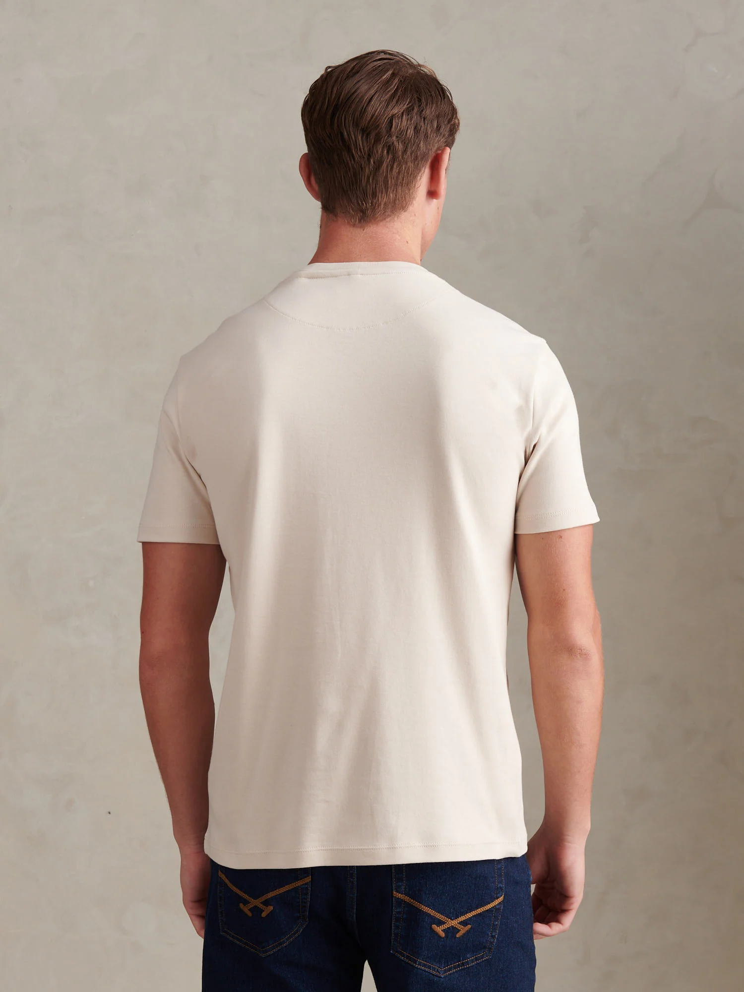 Mens Arch Script Graphic T-Shirt Beige - Image 4