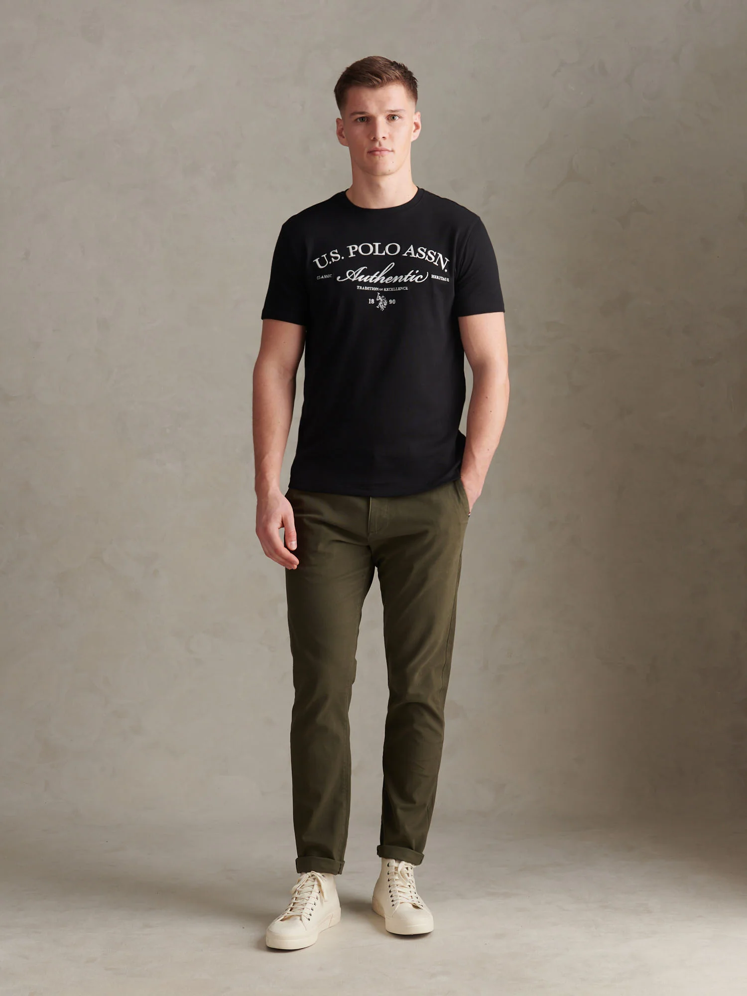 Mens Arch Script Graphic T-Shirt Black - Image 3