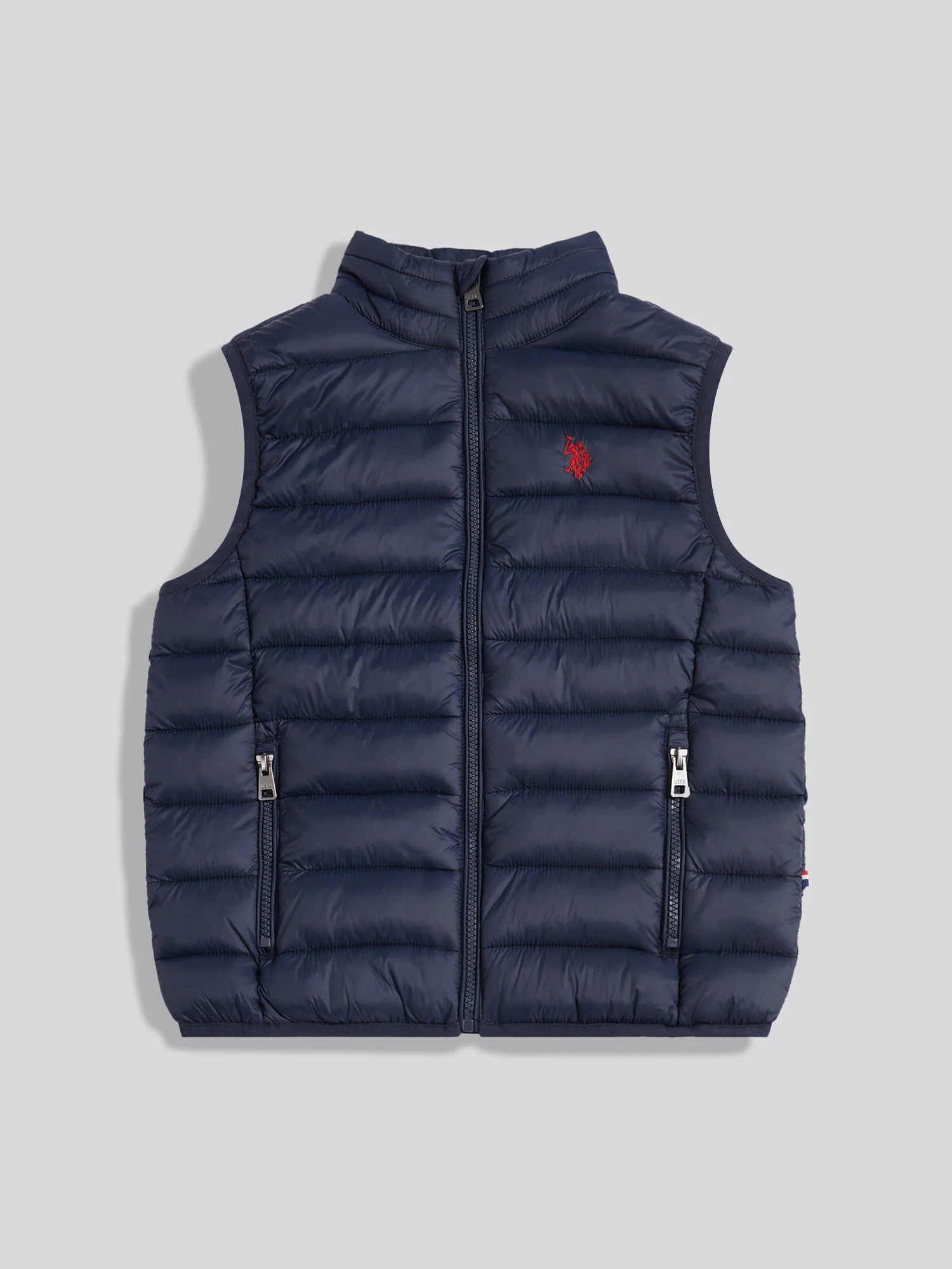 Boys Lightweight Quilted Gilet Dark Sapphire Navy / Haute Red DHM - Image 5
