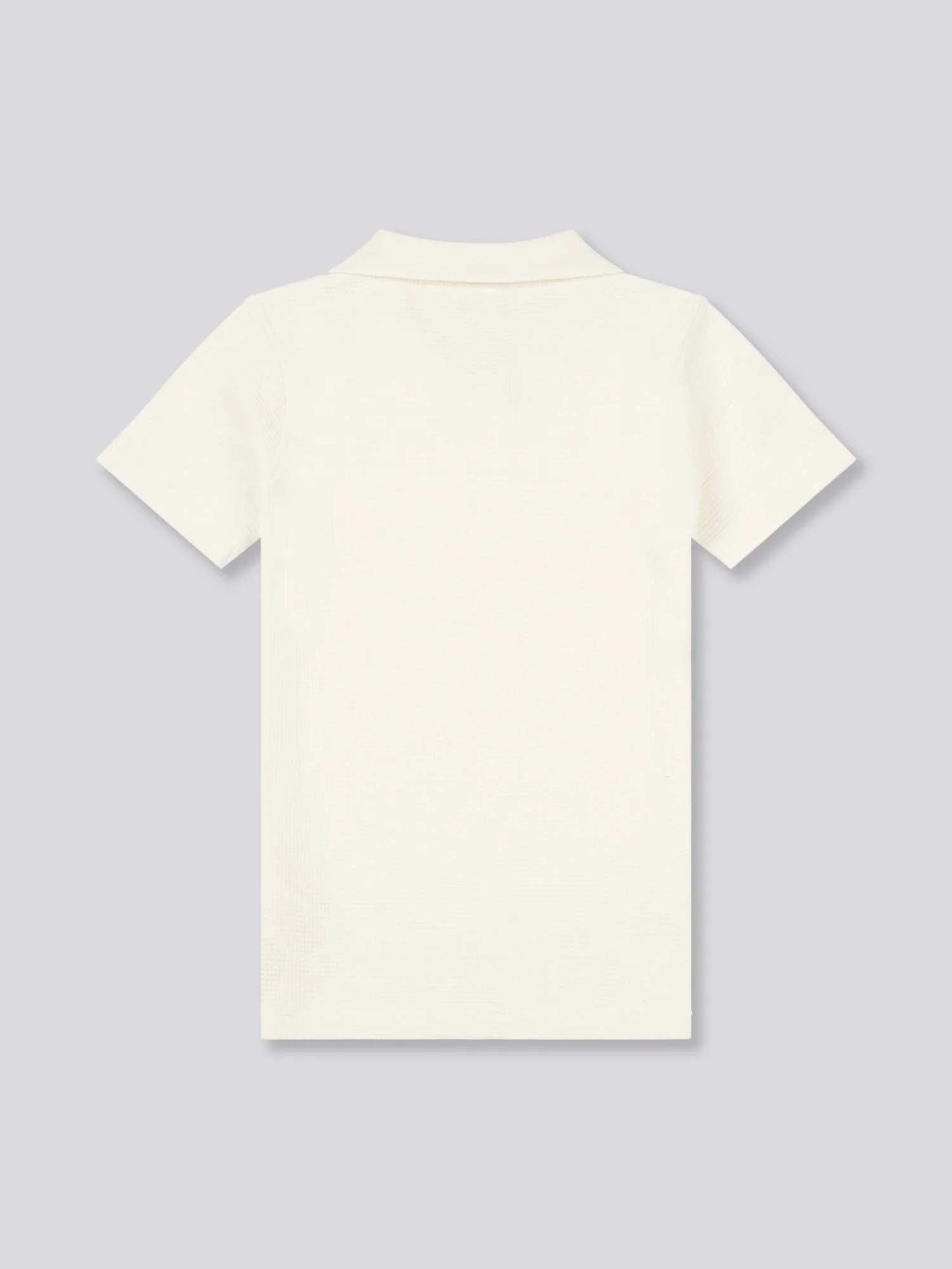 Boys Waffle Tekstura Otwarta Koszula Polo w Whisper White - Image 6