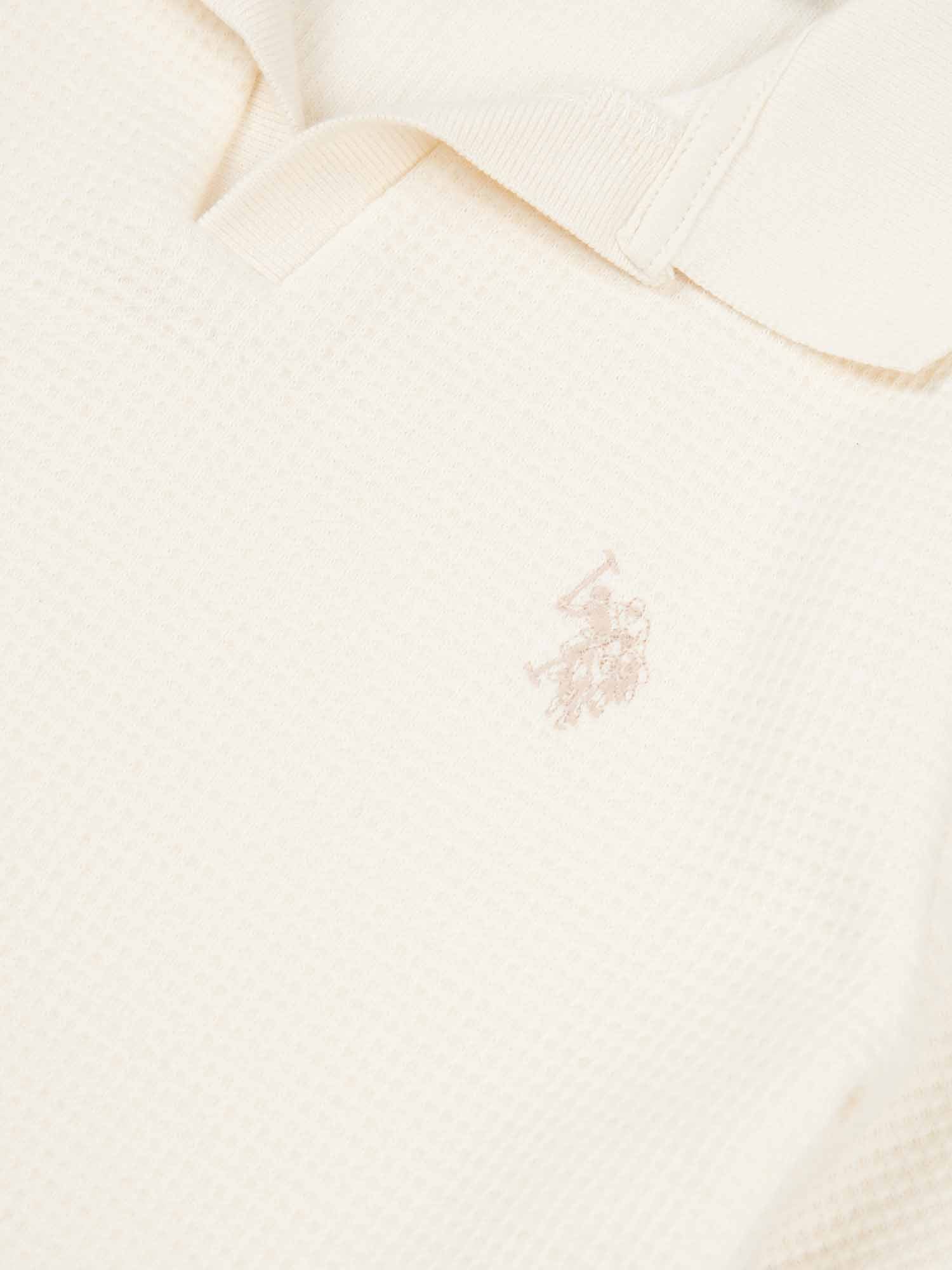Boys Waffle Tekstura Otwarta Koszula Polo w Whisper White - Image 7
