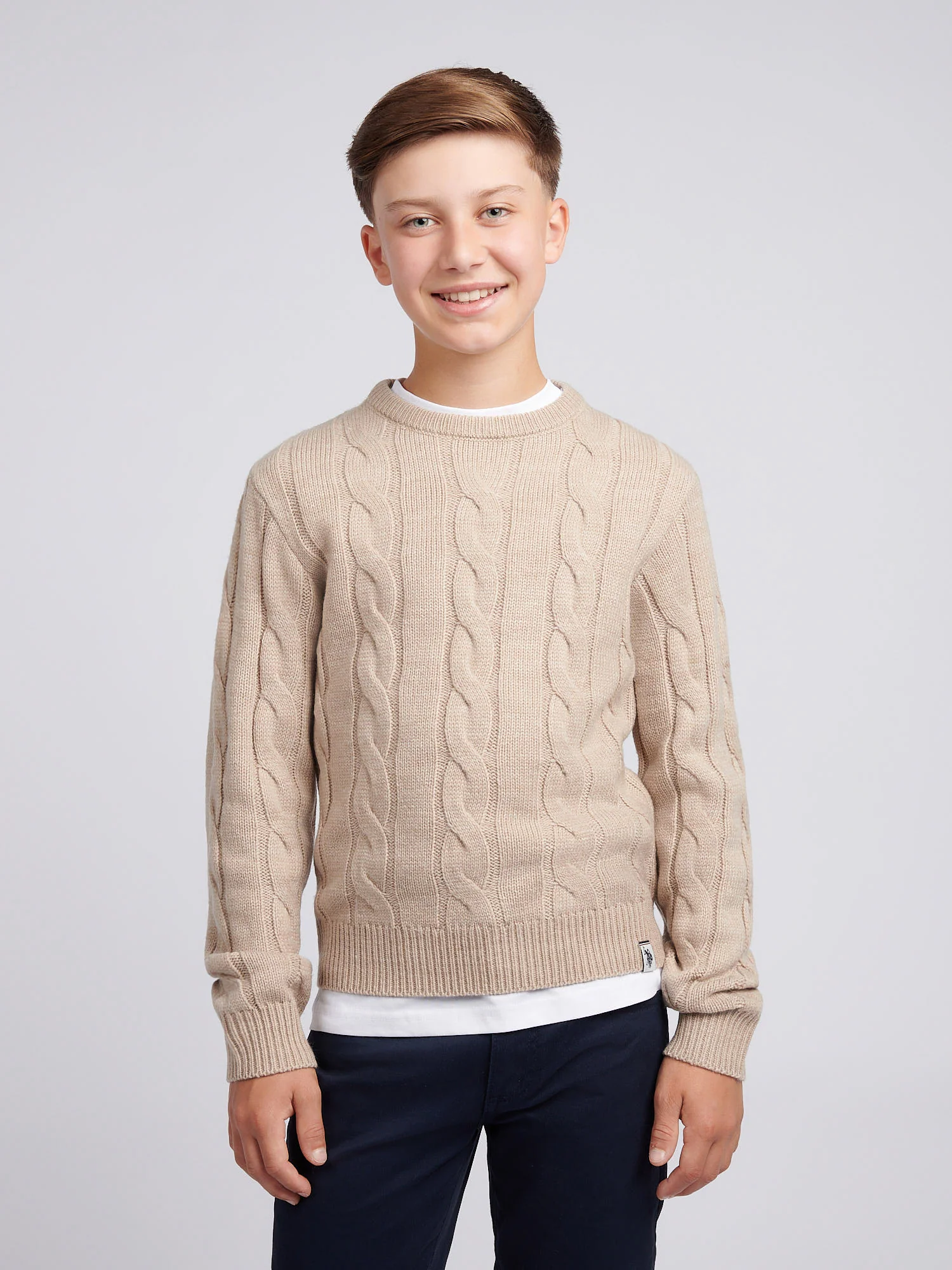 Cable Knit Crew Atmosfhere Marl