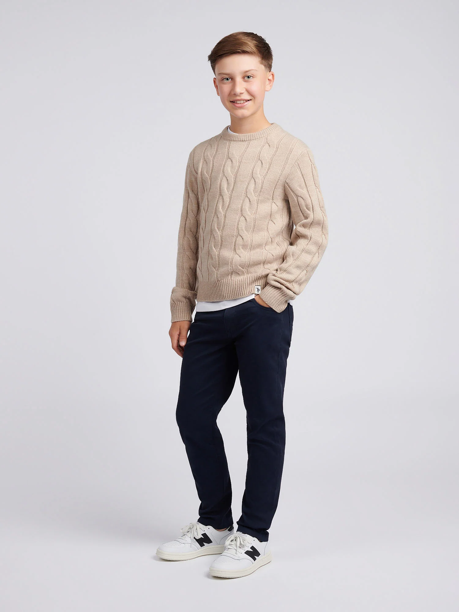 Cable Knit Crew Atmosfhere Marl - Image 3