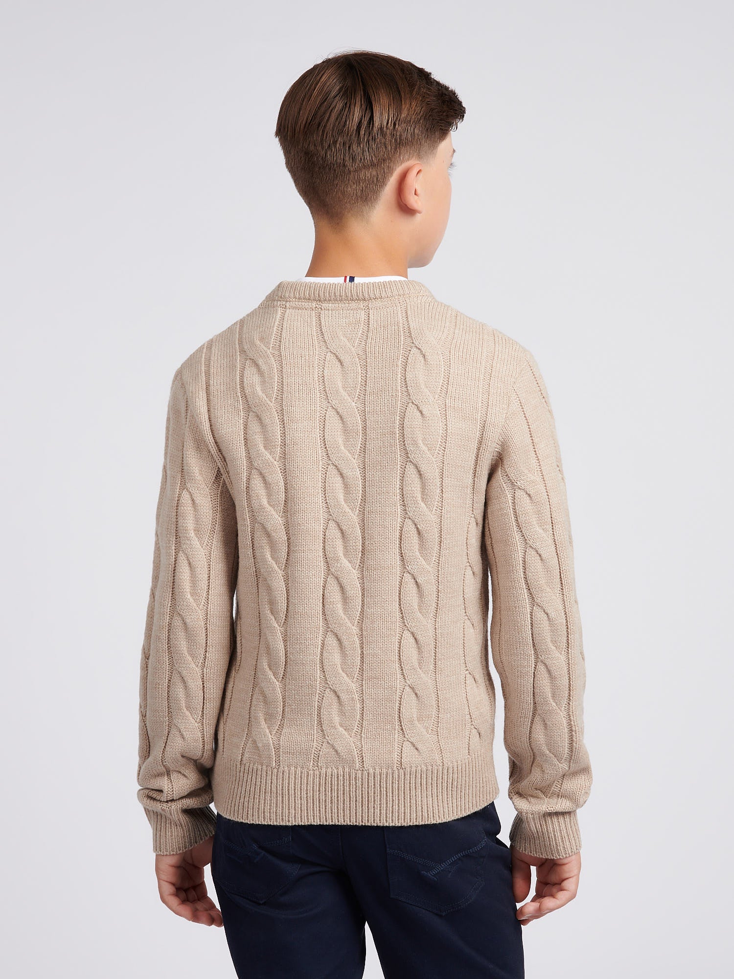 Cable Knit Crew Atmosfhere Marl - Image 4