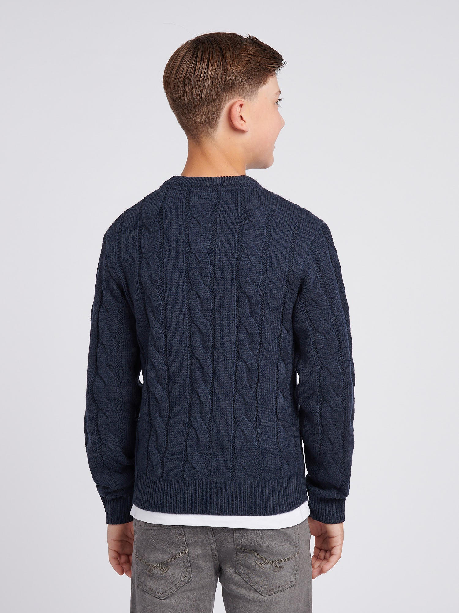 Cable Knit Crew Dark Sapphire Navy - Image 4