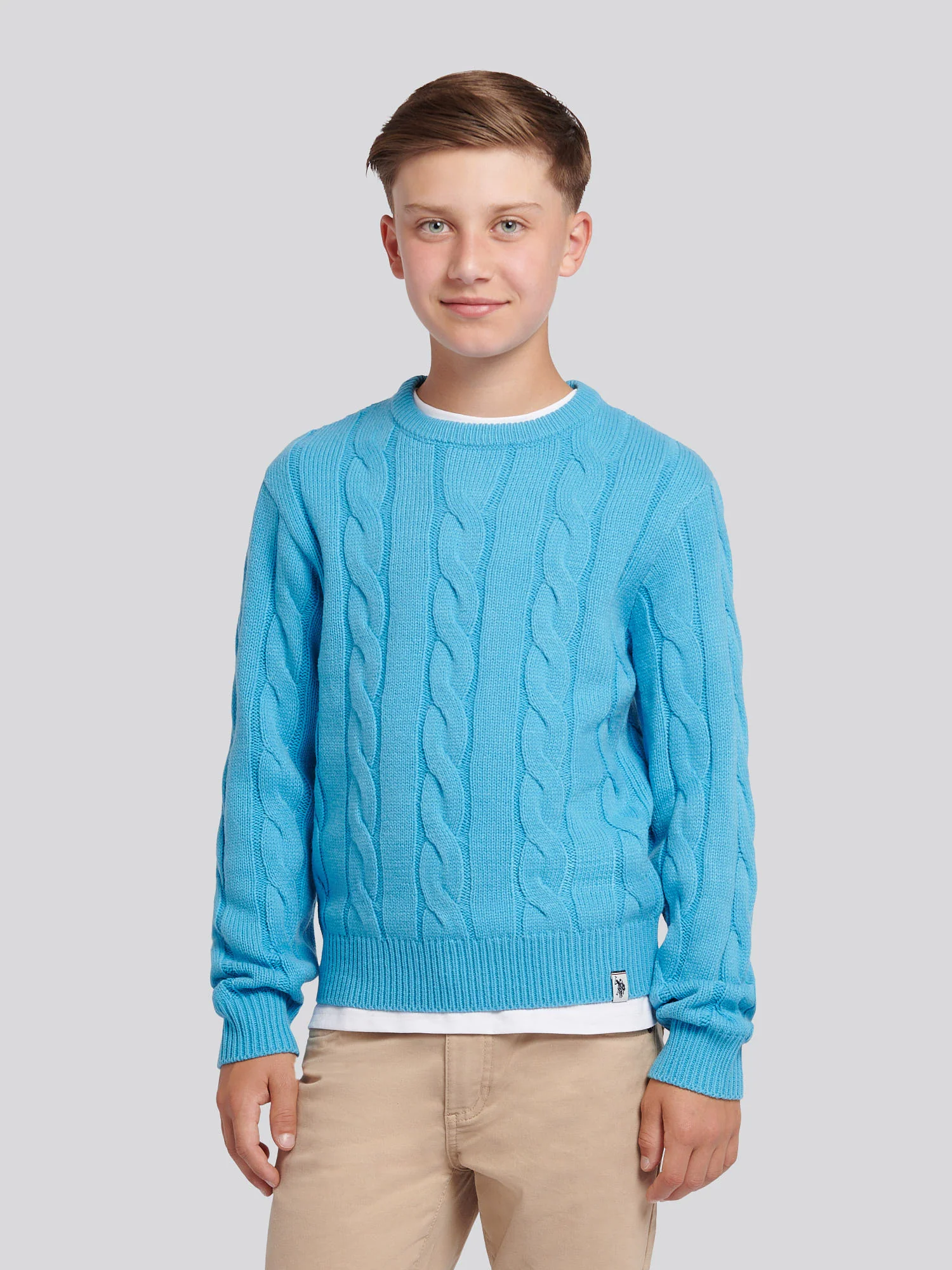 Cable Knit Crew Heritage Blue