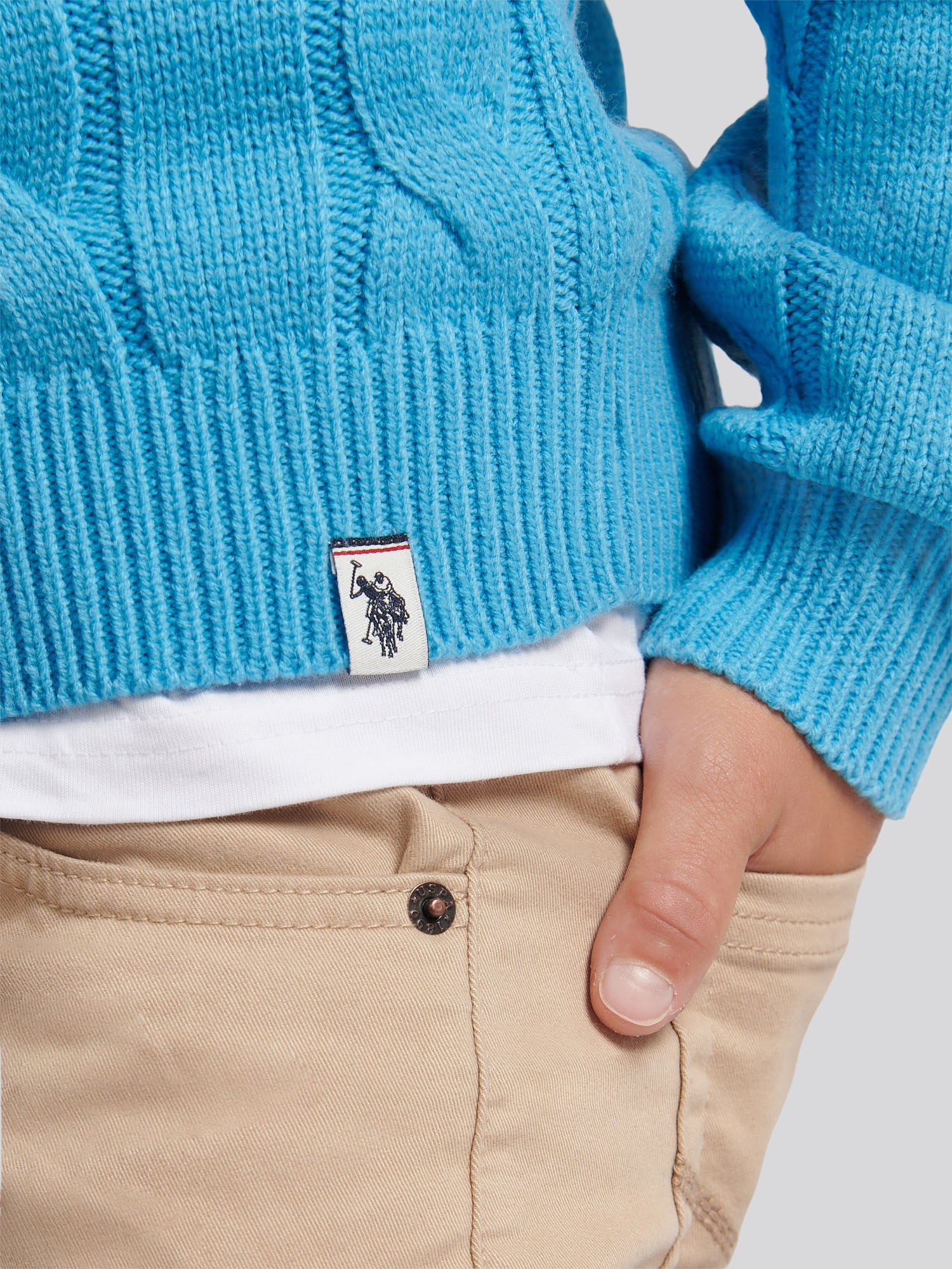 Cable Knit Crew Heritage Blue - Image 2