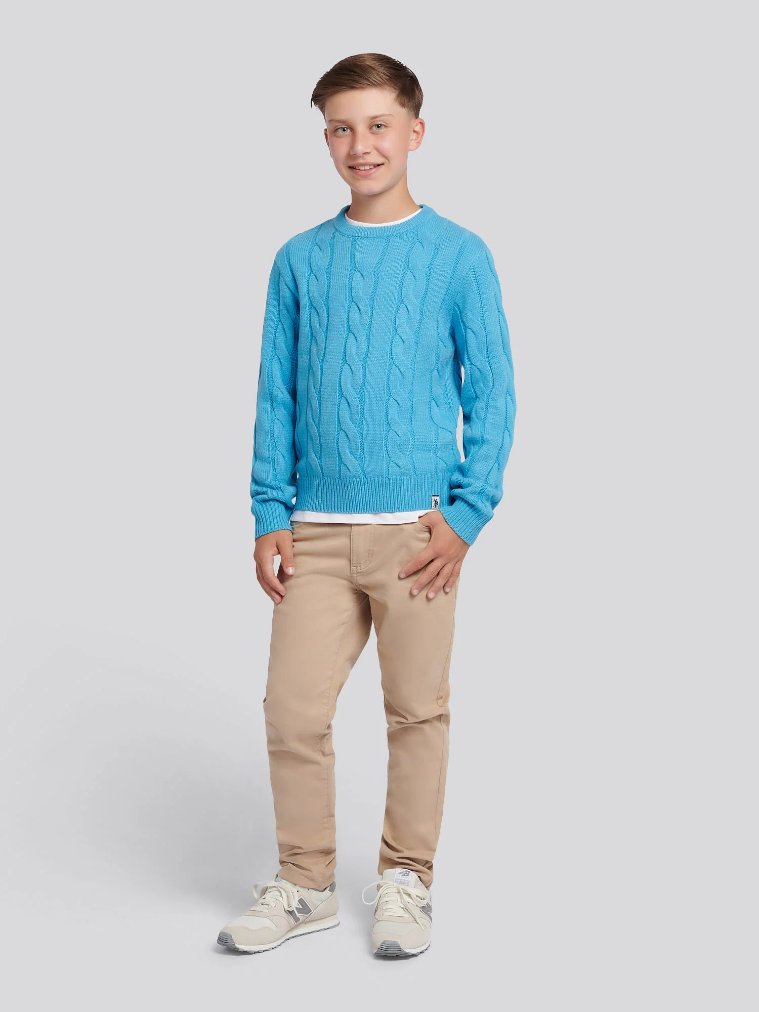 Cable Knit Crew Heritage Blue - Image 3