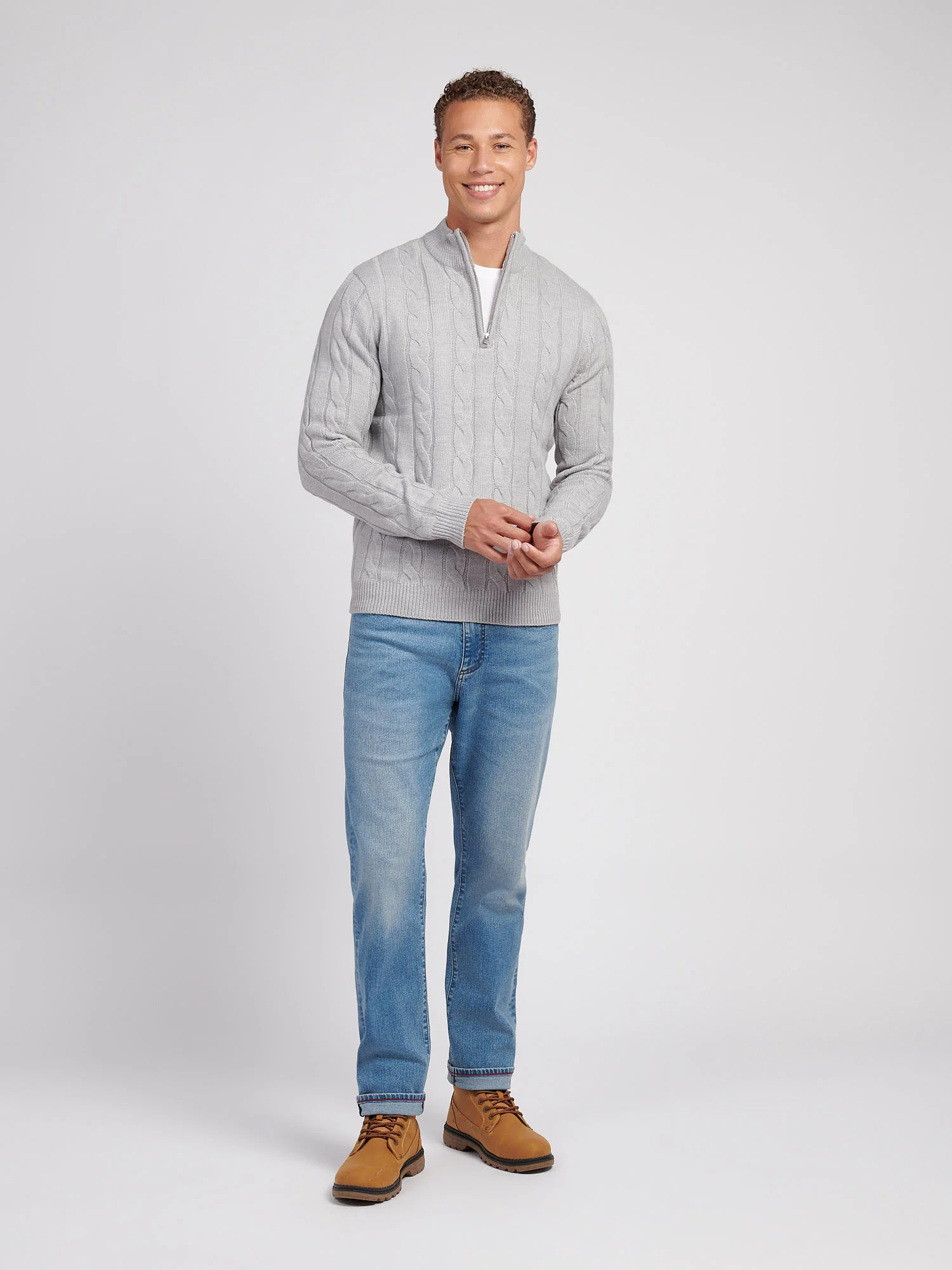 Kabel Knit lejek vintage Grey Heather - Image 3