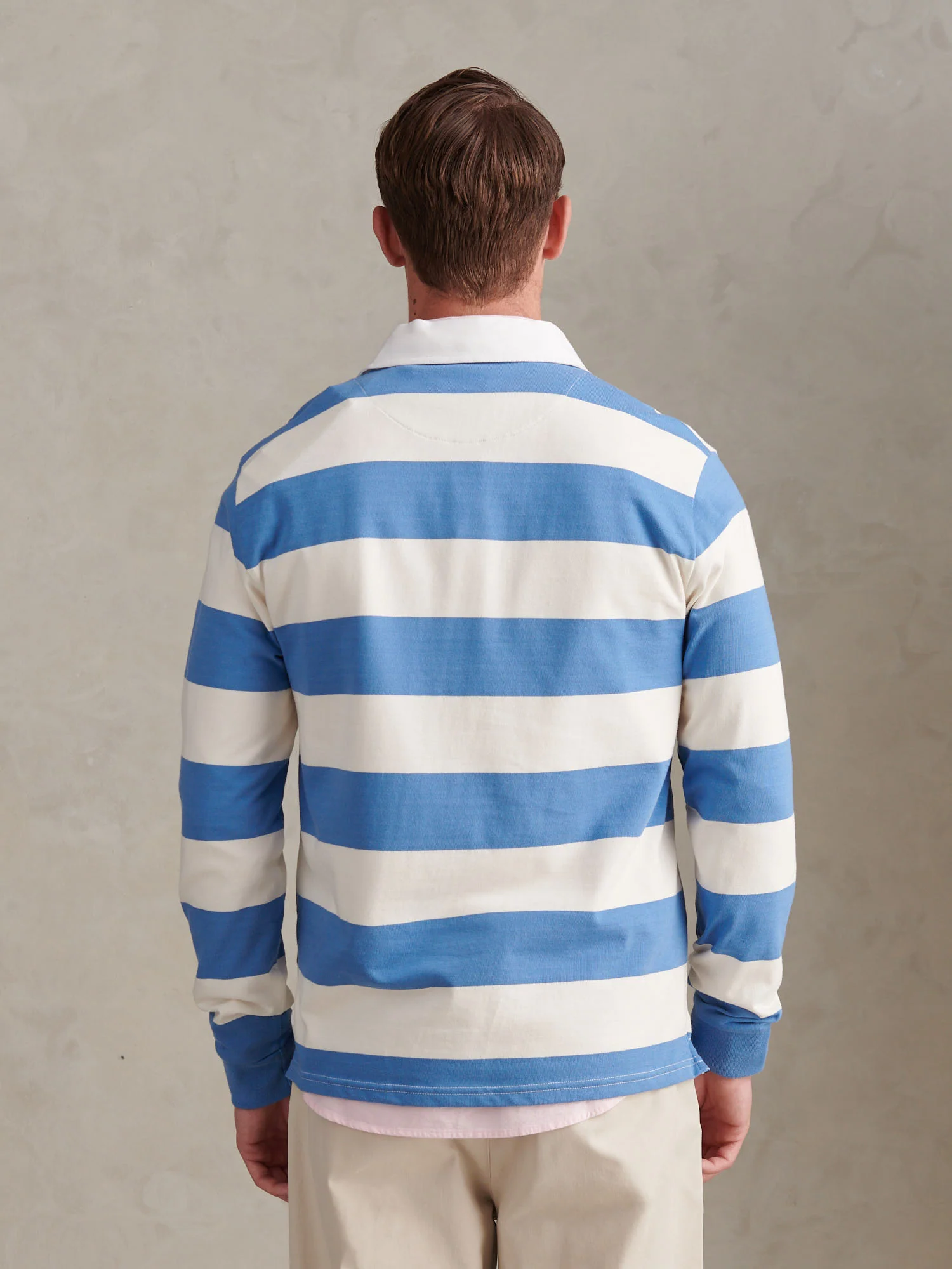 Mens Classic Stripe Rugby Shirt Whisper White - Image 4