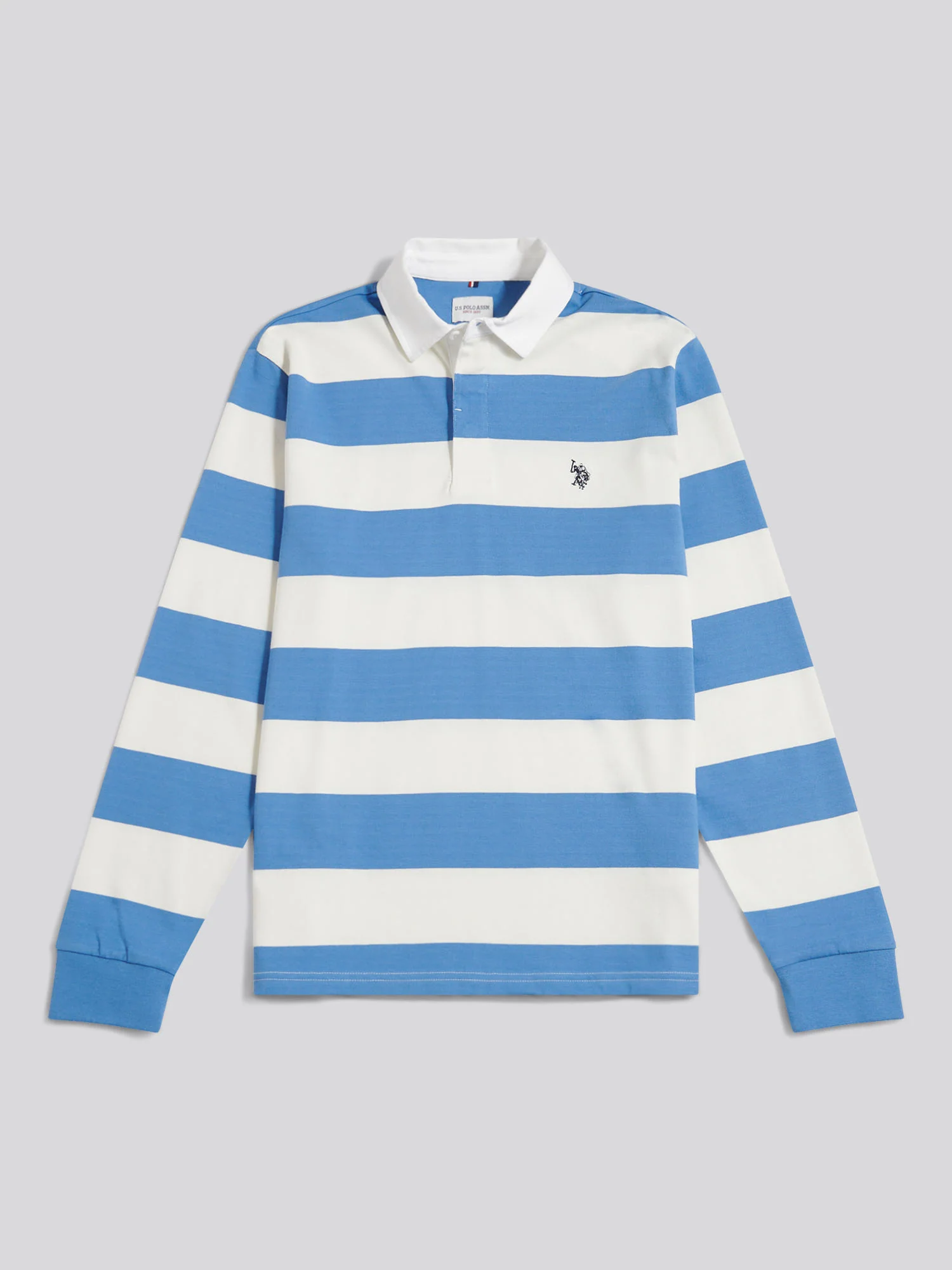 Mens Classic Stripe Rugby Shirt Whisper White - Image 5