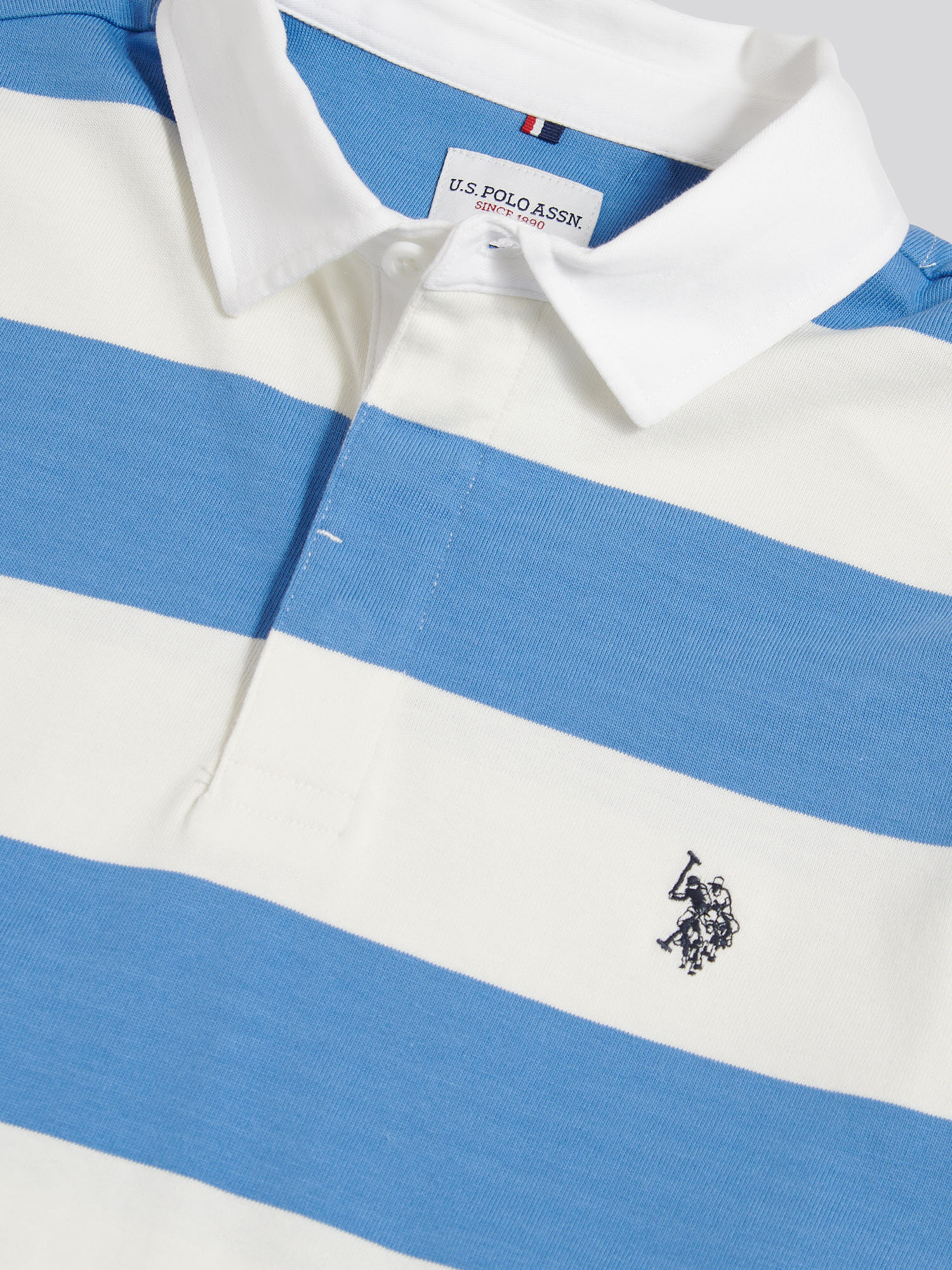 Mens Classic Stripe Rugby Shirt Whisper White - Image 7