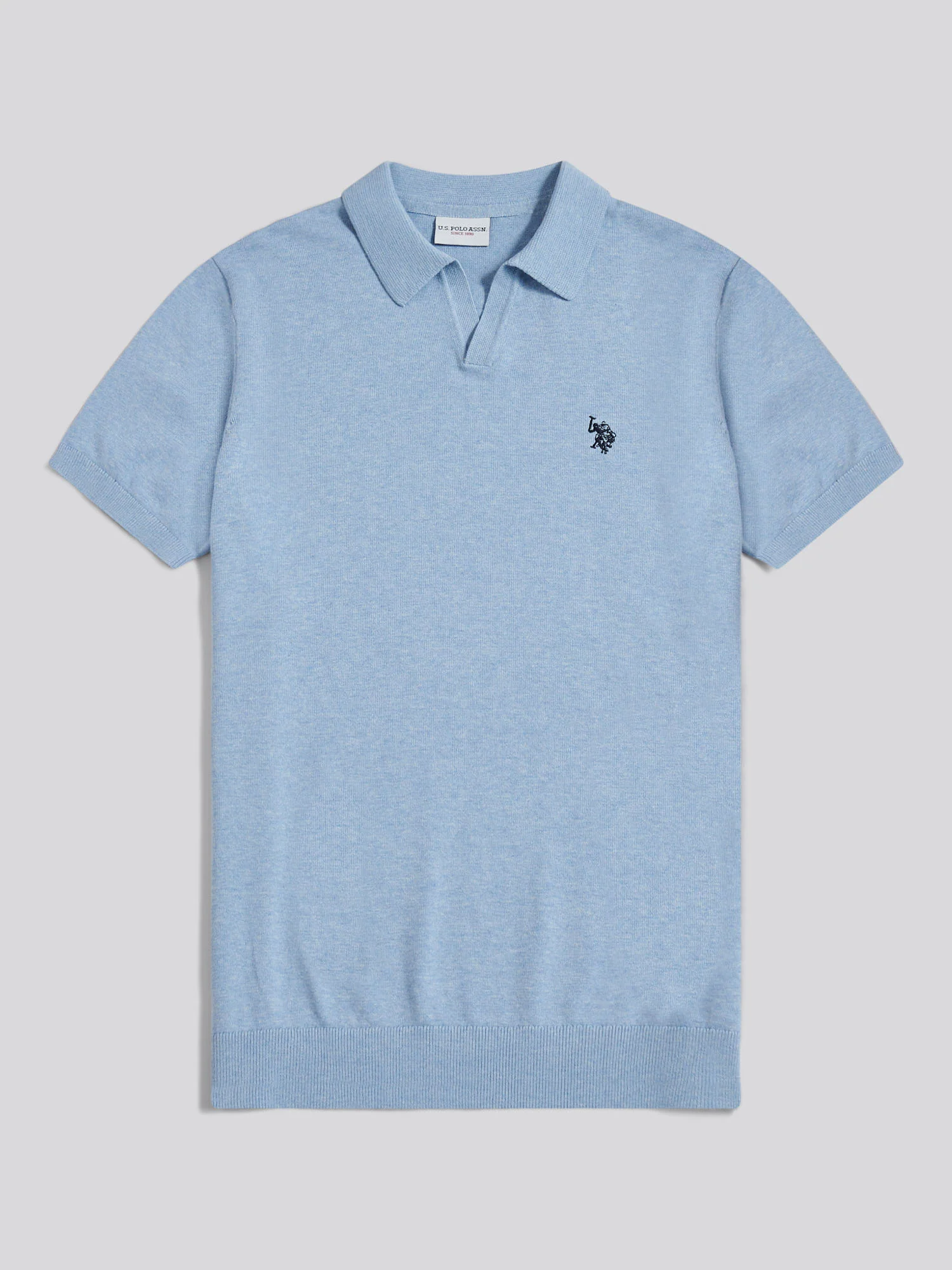 Mens Combed Cotton Double Horsemen Revere Polo Shirt Parisian Blue Marl - Image 4