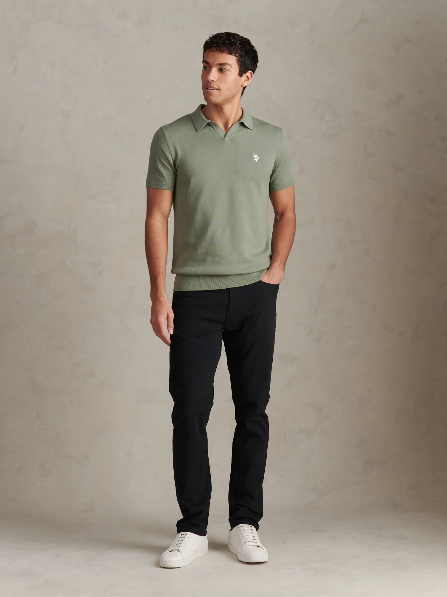 Mens Combed Cotton Double Horsemen Revere Polo Shirt Sea Spray - Image 3
