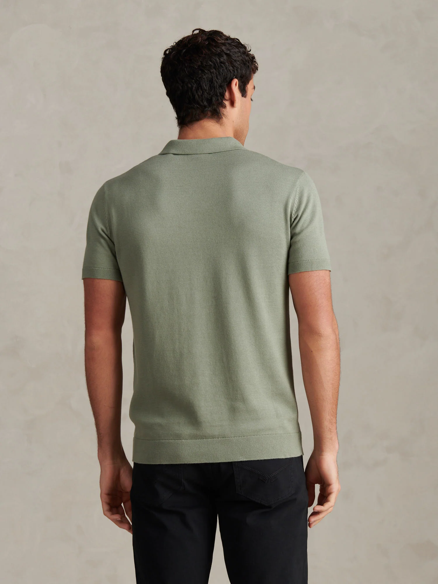 Mens Combed Cotton Double Horsemen Revere Polo Shirt Sea Spray - Image 4