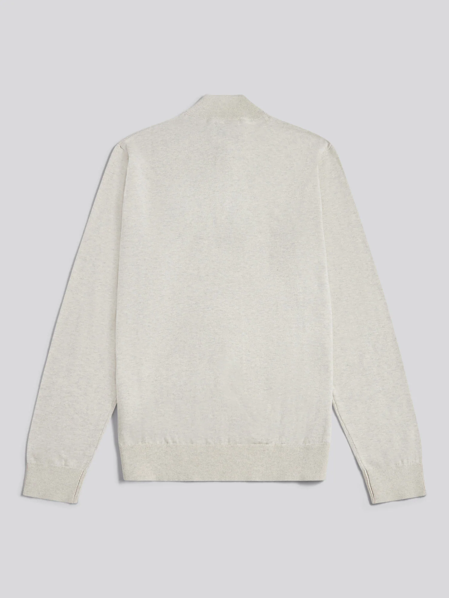 Mens Cotton Quarter Zip Funnel Jumper Birch Marl - Image 6