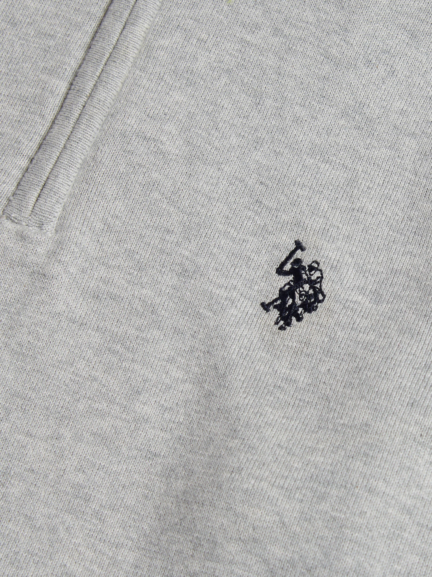 Mens Cotton Quarter Zip Funnel Jumper Mid Grey Marl - Image 3