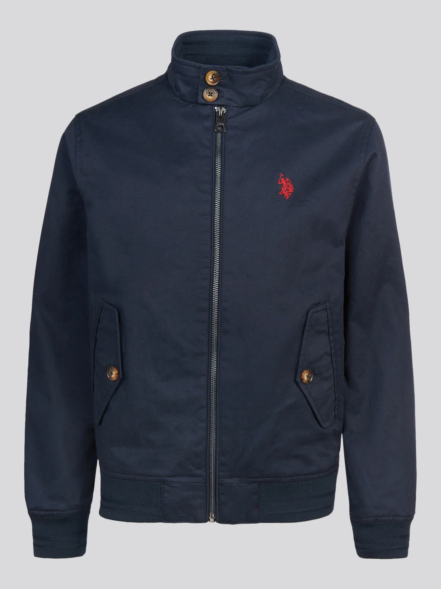 Boys Cotton Twill Harrington Jacket Dark Sapphire Navy / Haute Red DHM - Image 7