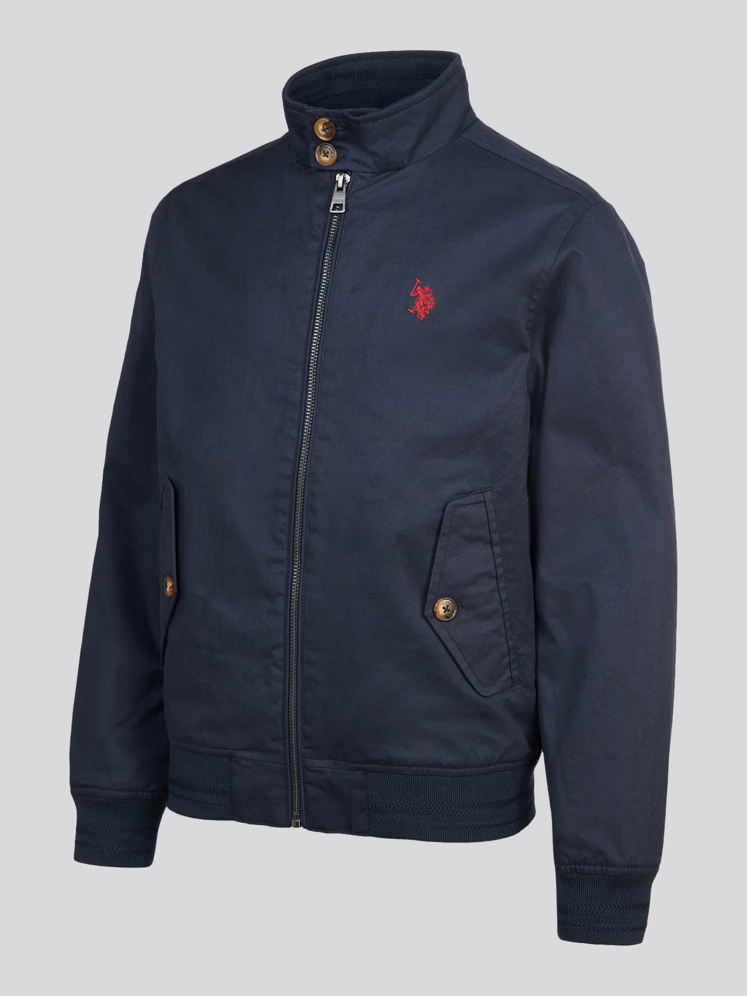 Boys Cotton Twill Harrington Jacket Dark Sapphire Navy / Haute Red DHM - Image 8