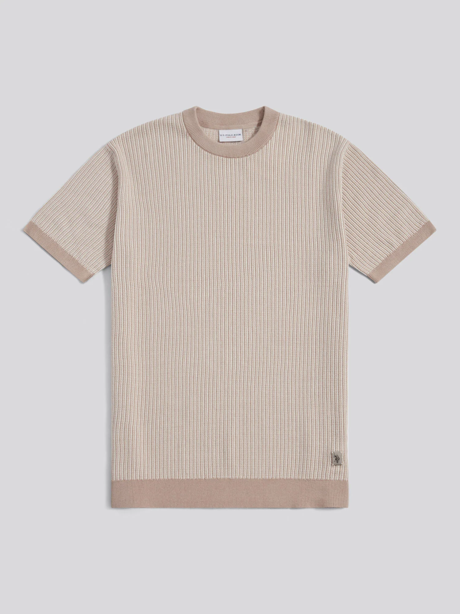 Mens Cotton Vertical Texture Knit T-Shirt Atmosphere - Image 5