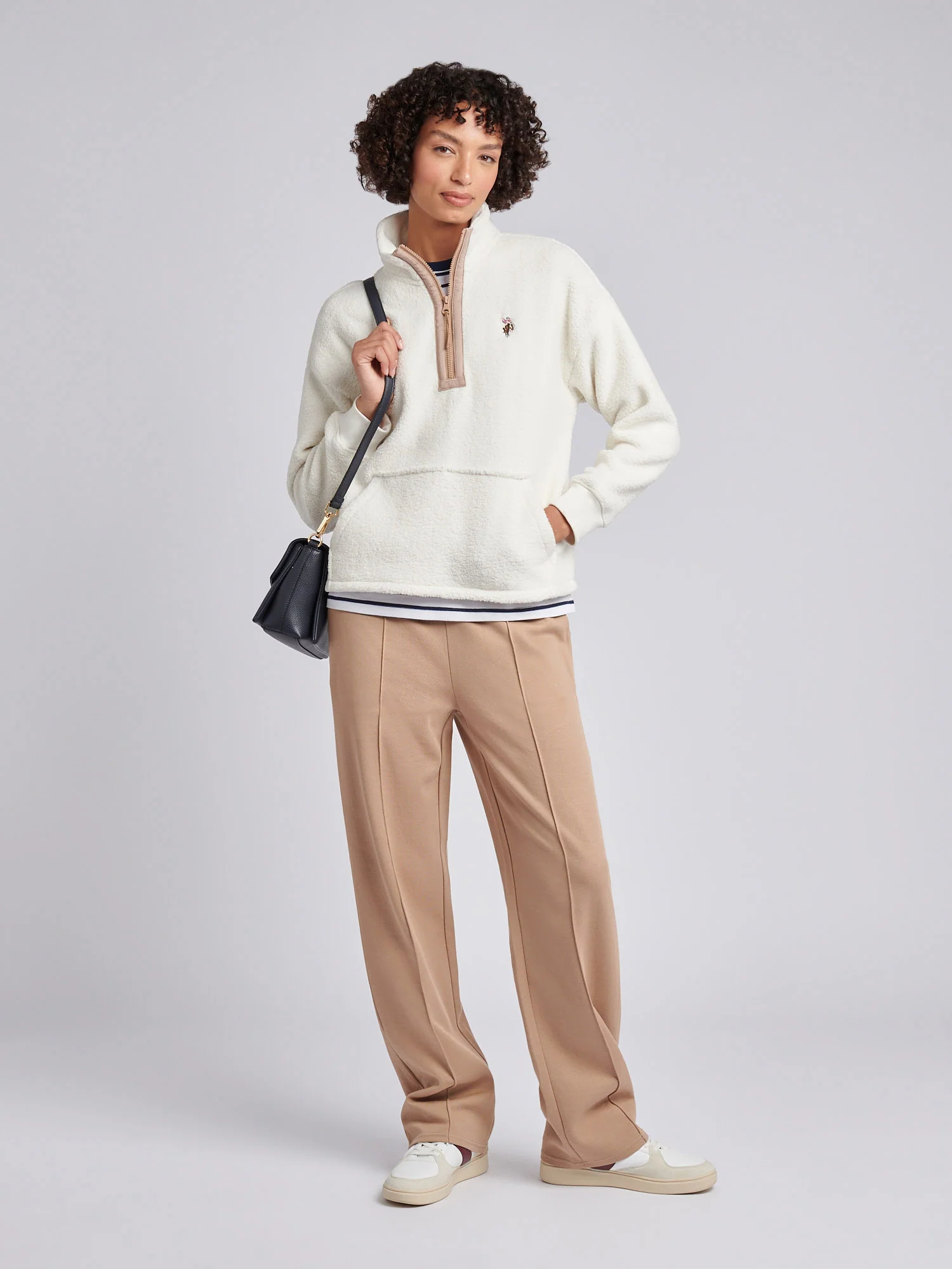 DHM Borg Quarter Zip Marshmallow - Image 3
