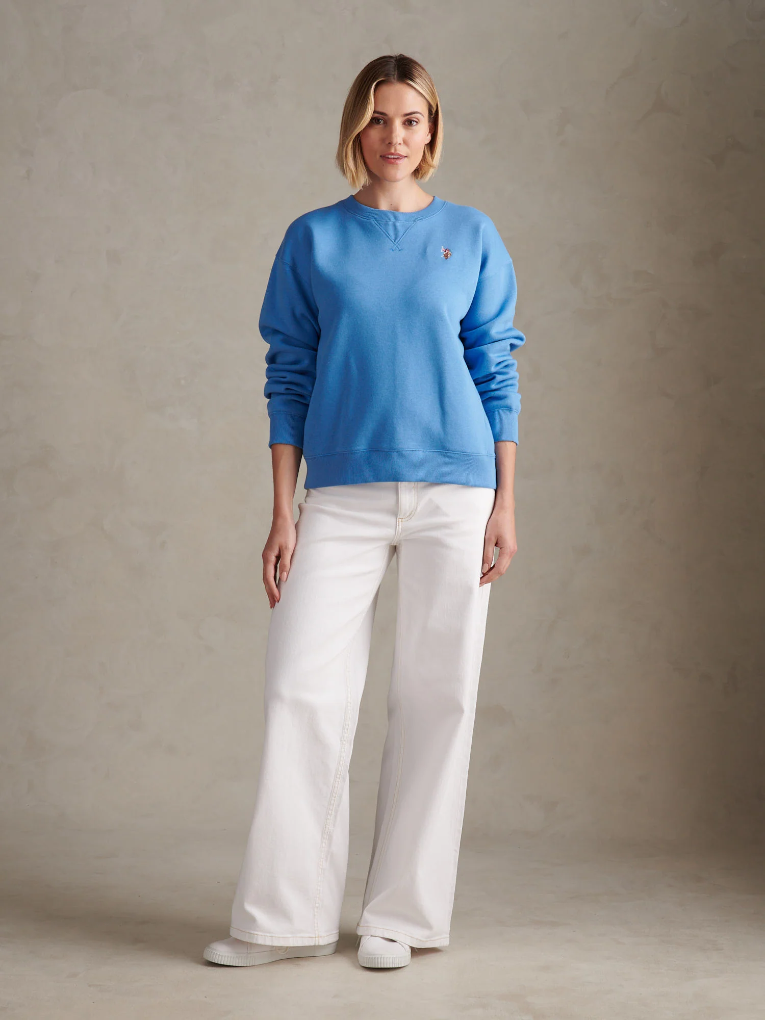 Womens Double Horsemen Crew Sweatshirt Regatta Blue - Image 3