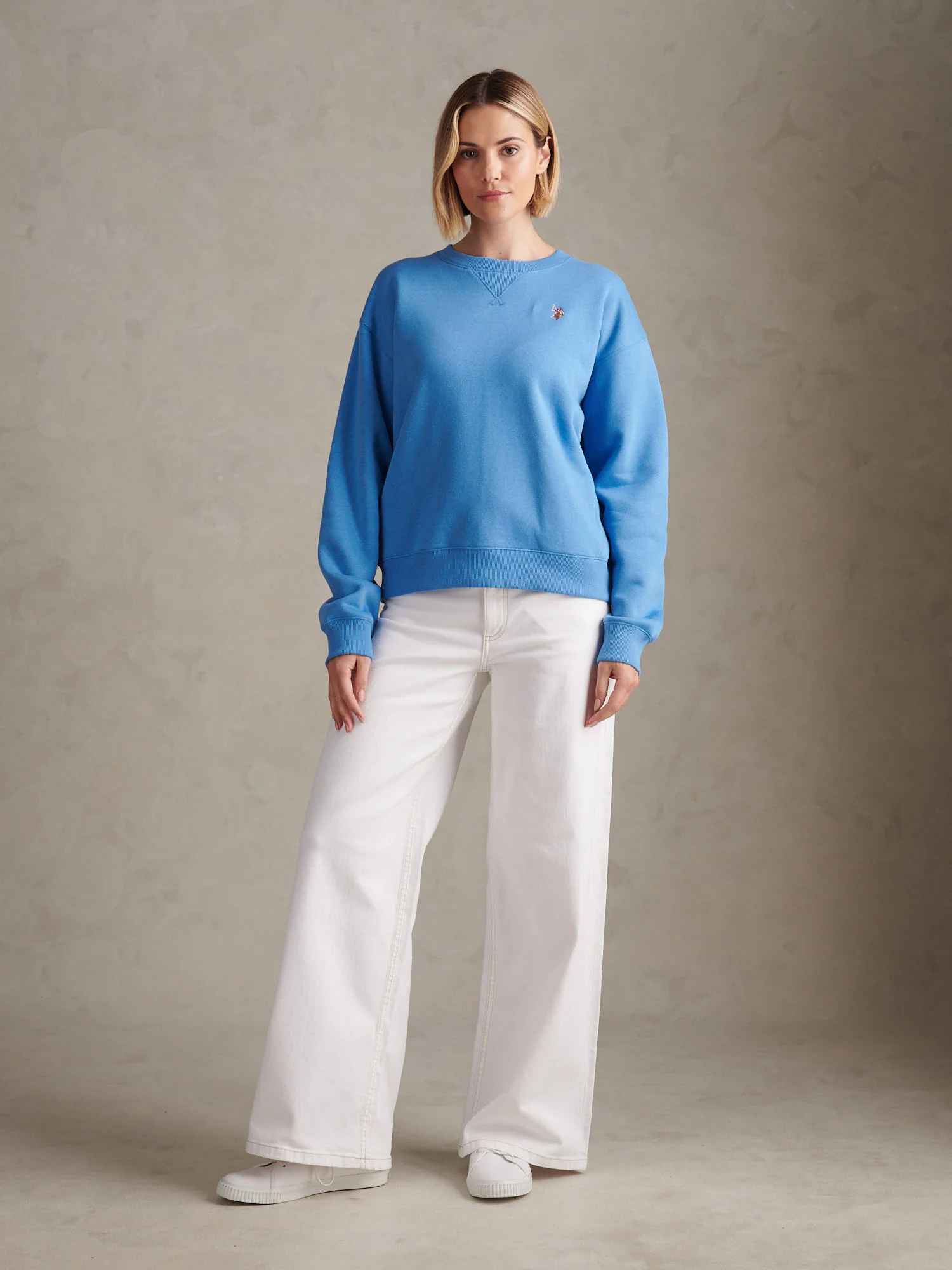 Womens Double Horsemen Crew Sweatshirt Regatta Blue - Image 5