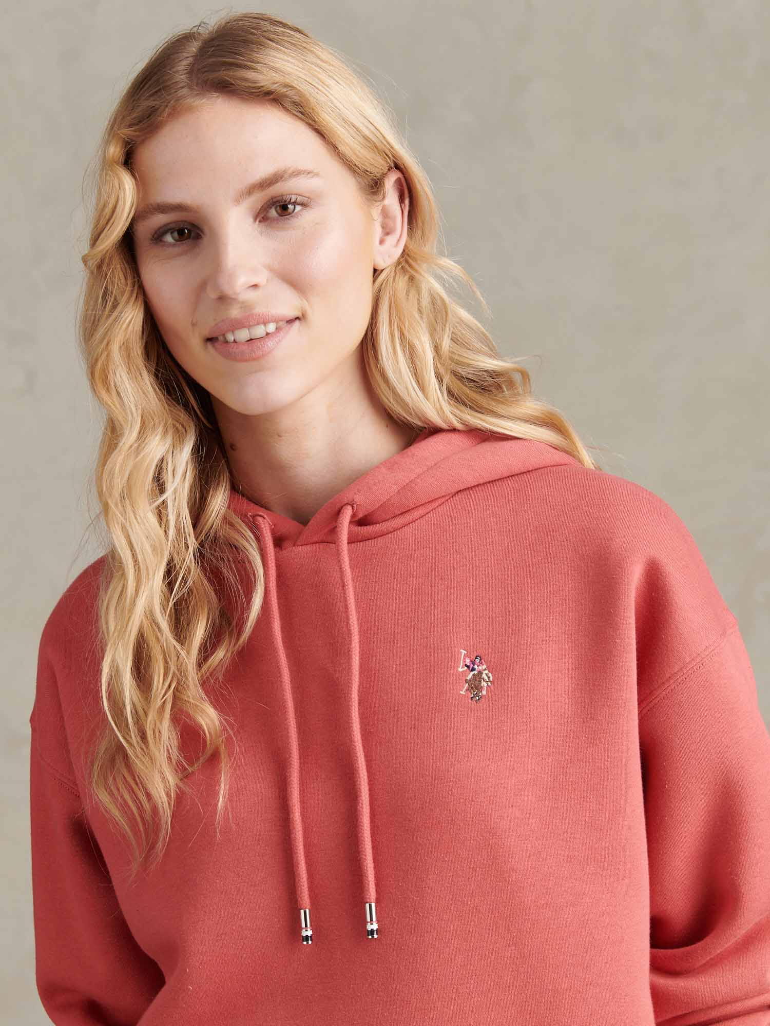 Womens Double Horsemen Hoodie Mineral Red - Image 3