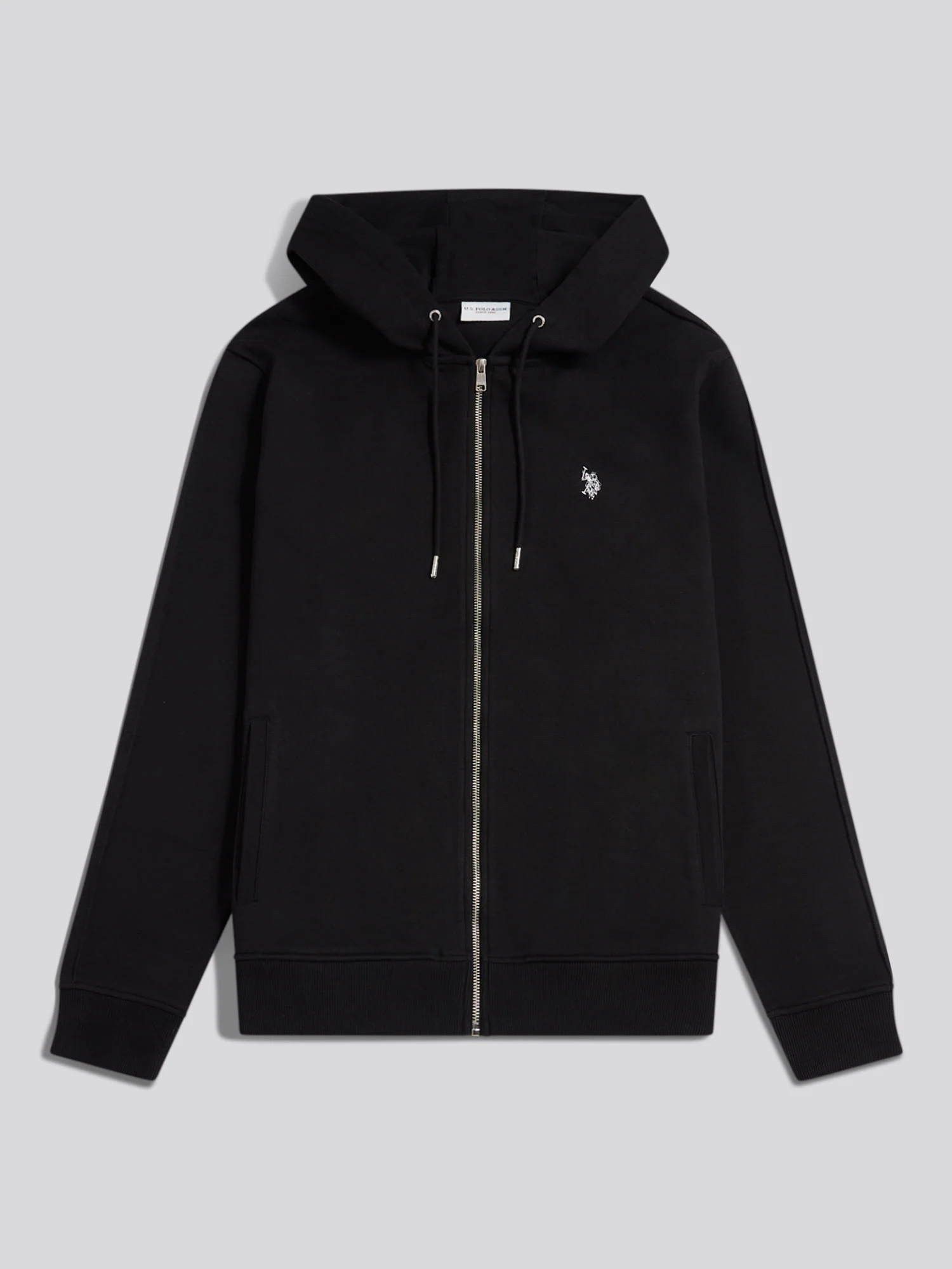 Mens Double Horsemen Interlock Zip Hoodie Black Bright White DHM