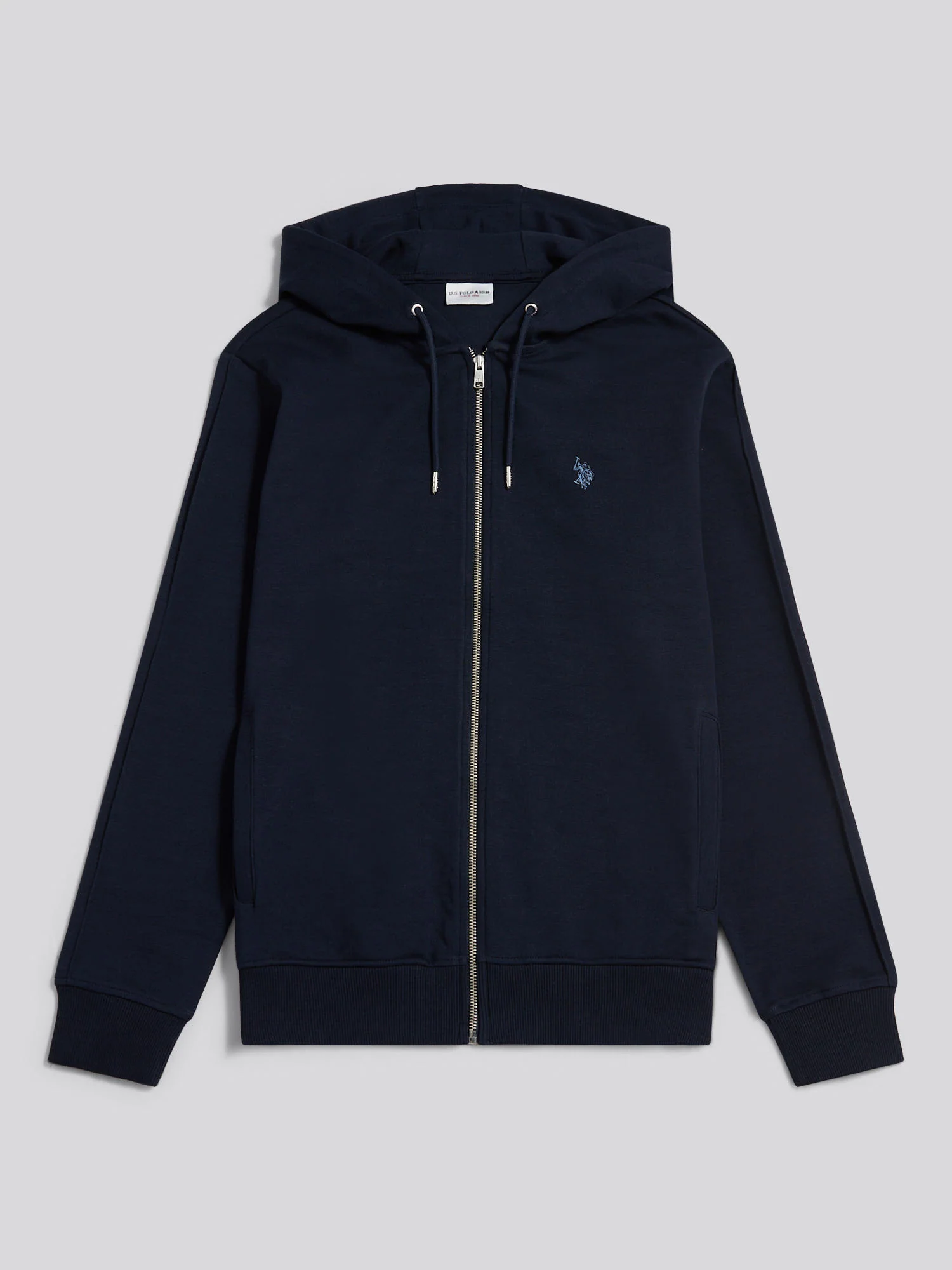 Mens Double Horsemen Interlock Zip Hoodie Dark Sapphire Navy