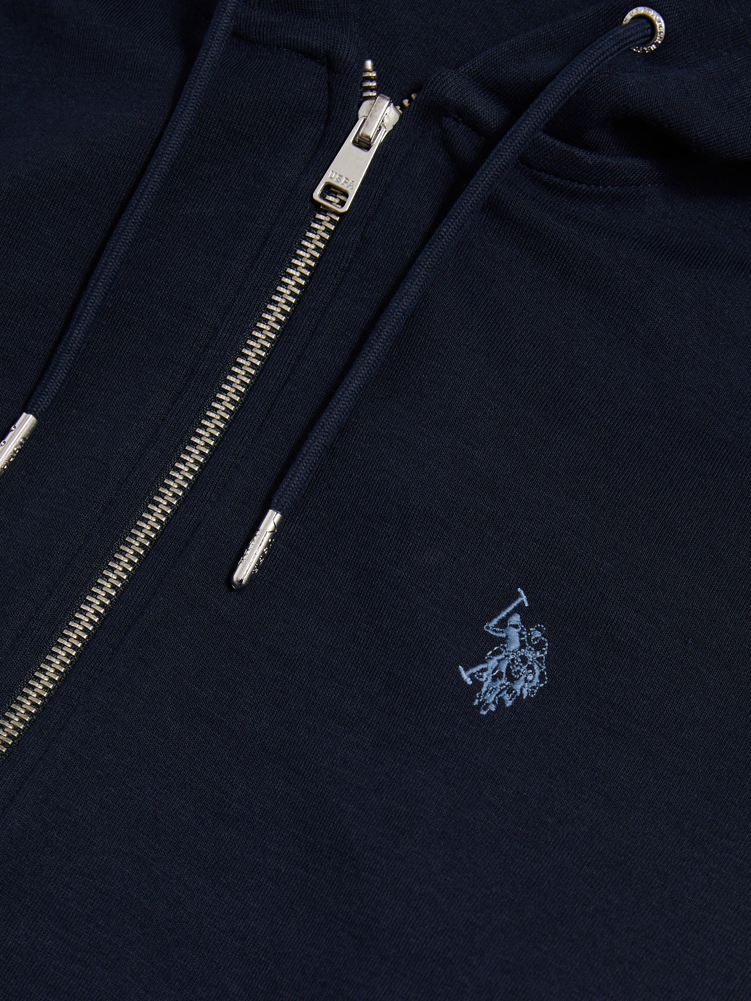 Mens Double Horsemen Interlock Zip Hoodie Dark Sapphire Navy - Image 3
