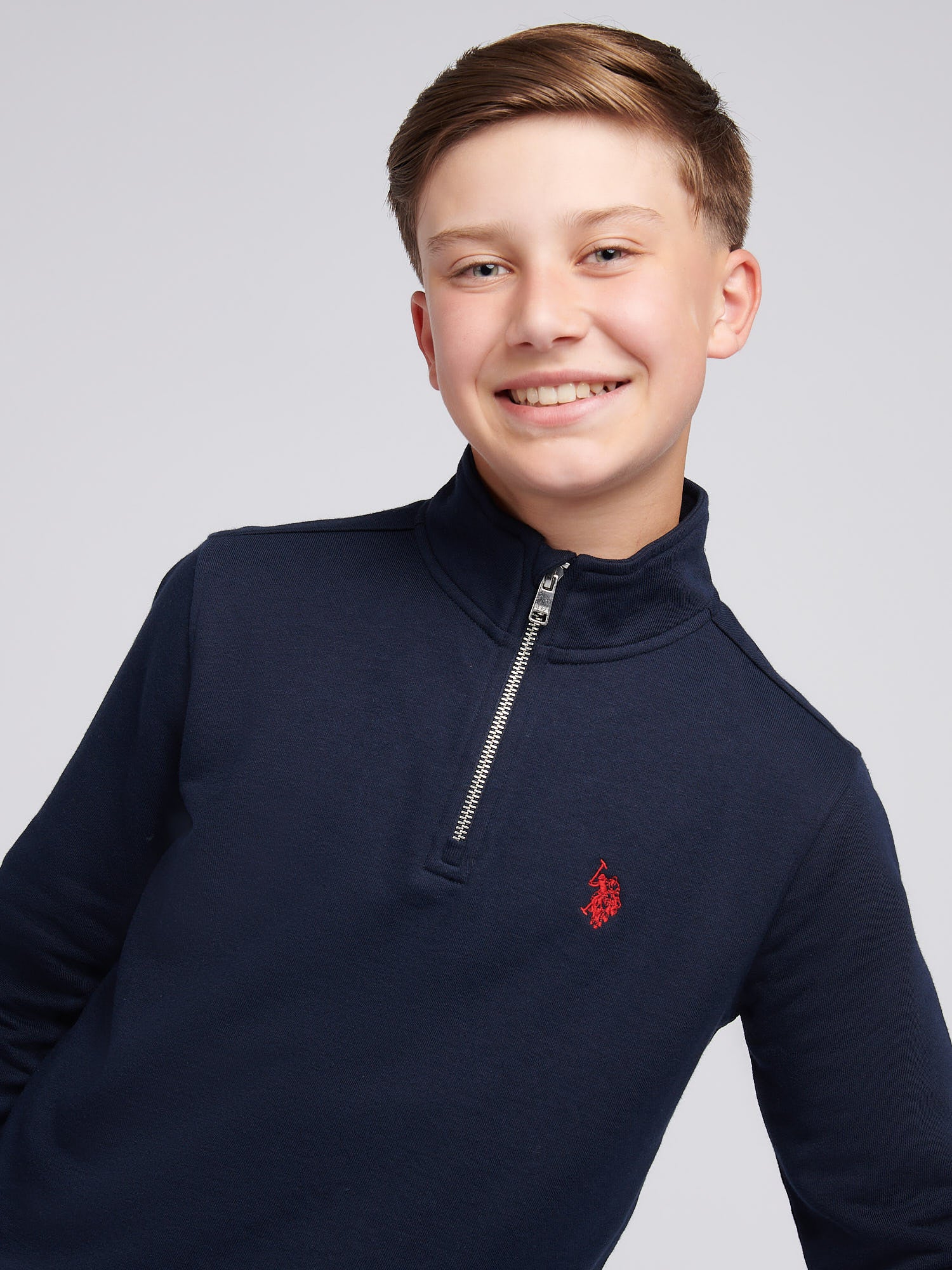 DHM LB 1/4 Zip Dark Sapphire Navy/Haute Red DHM - Image 2