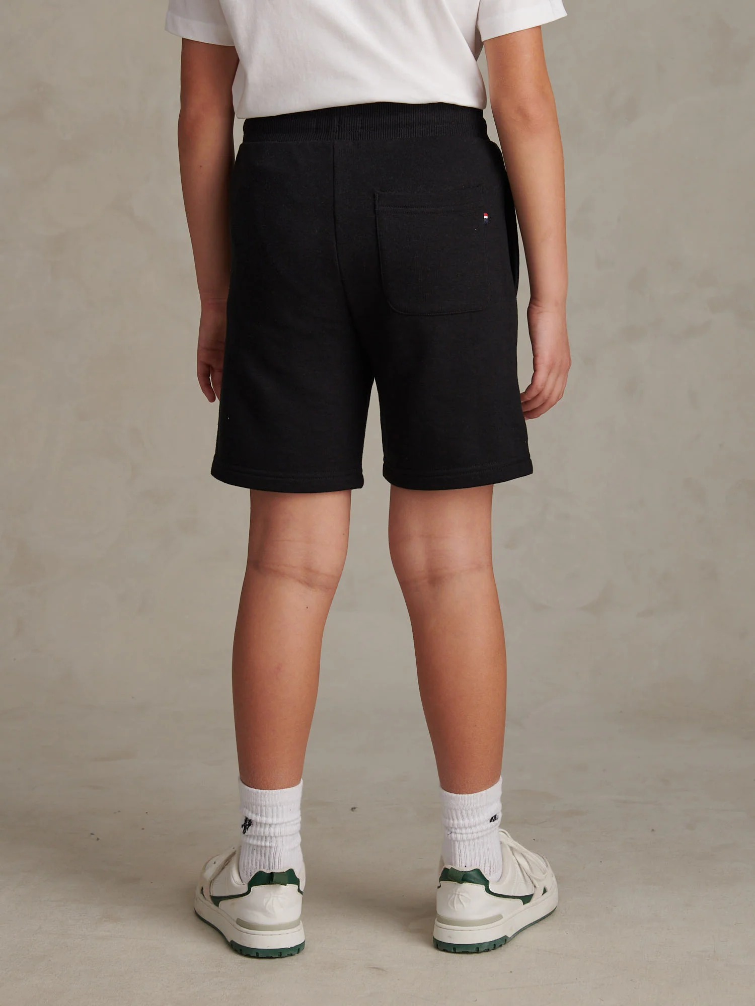 Boys Double Horsemen Sweat Shorts Black Bright White DHM - Image 4