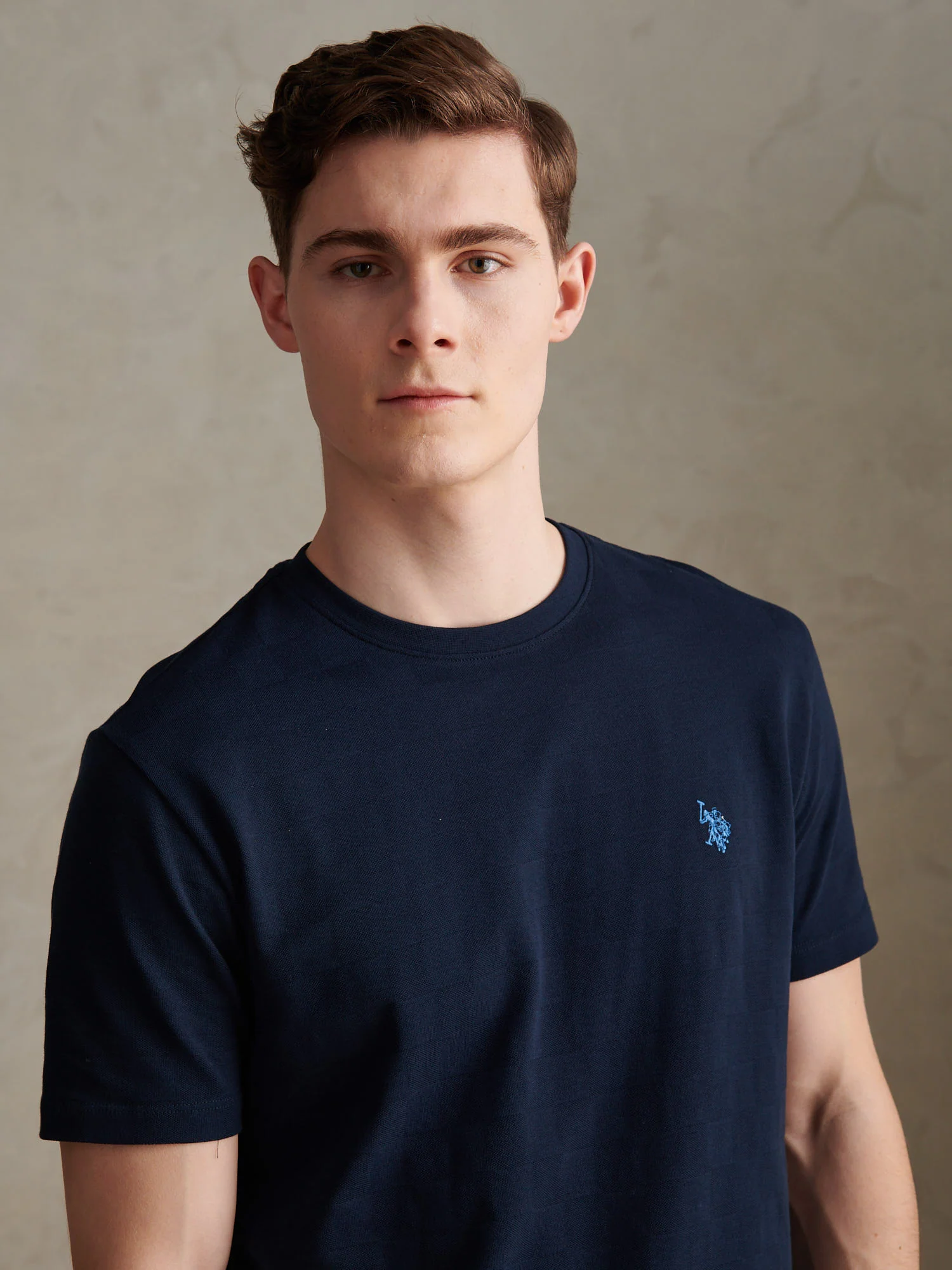 Mens Enlarged Square Texture T-Shirt Dark Sapphire Navy - Image 2