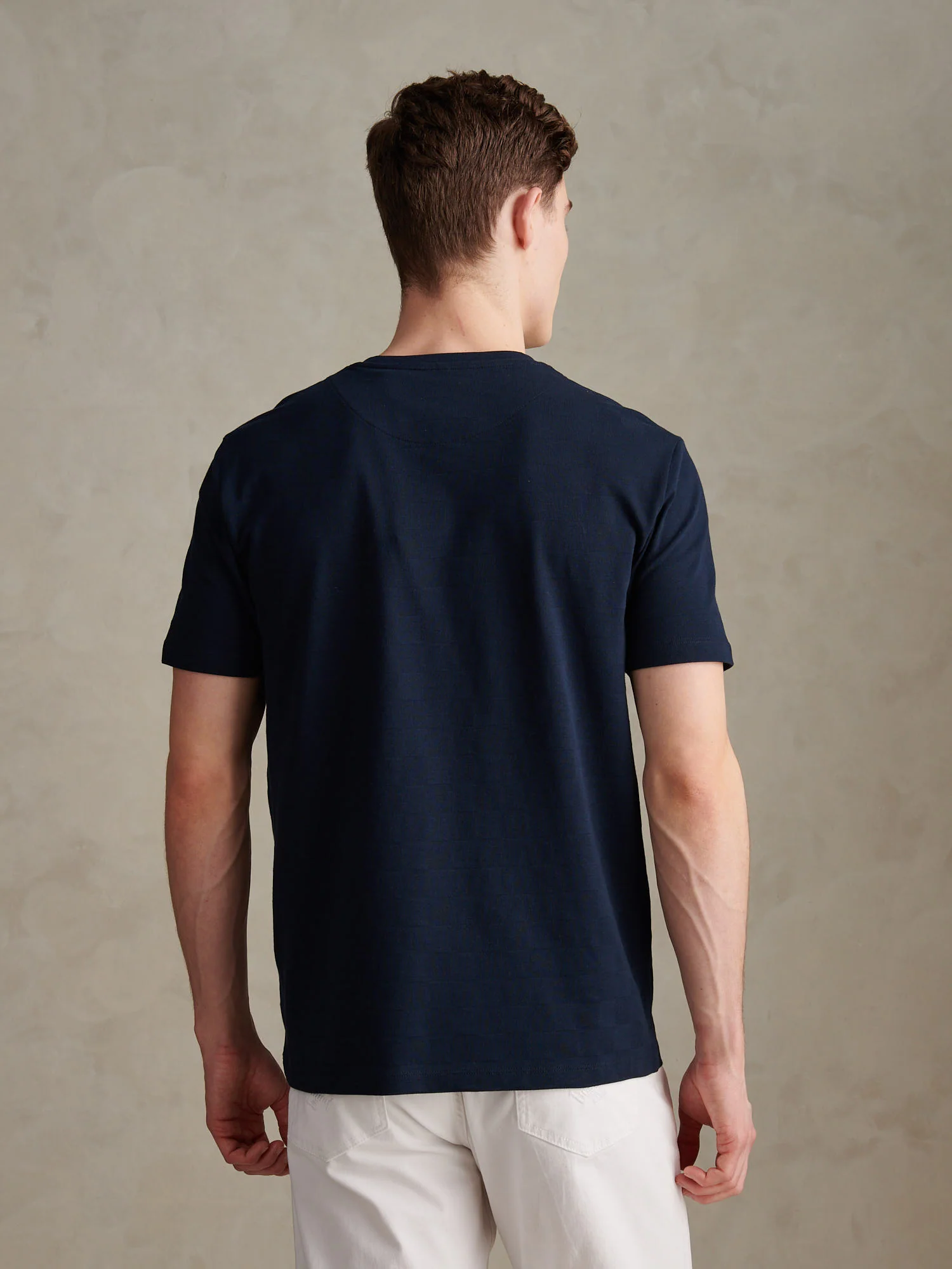 Mens Enlarged Square Texture T-Shirt Dark Sapphire Navy - Image 4