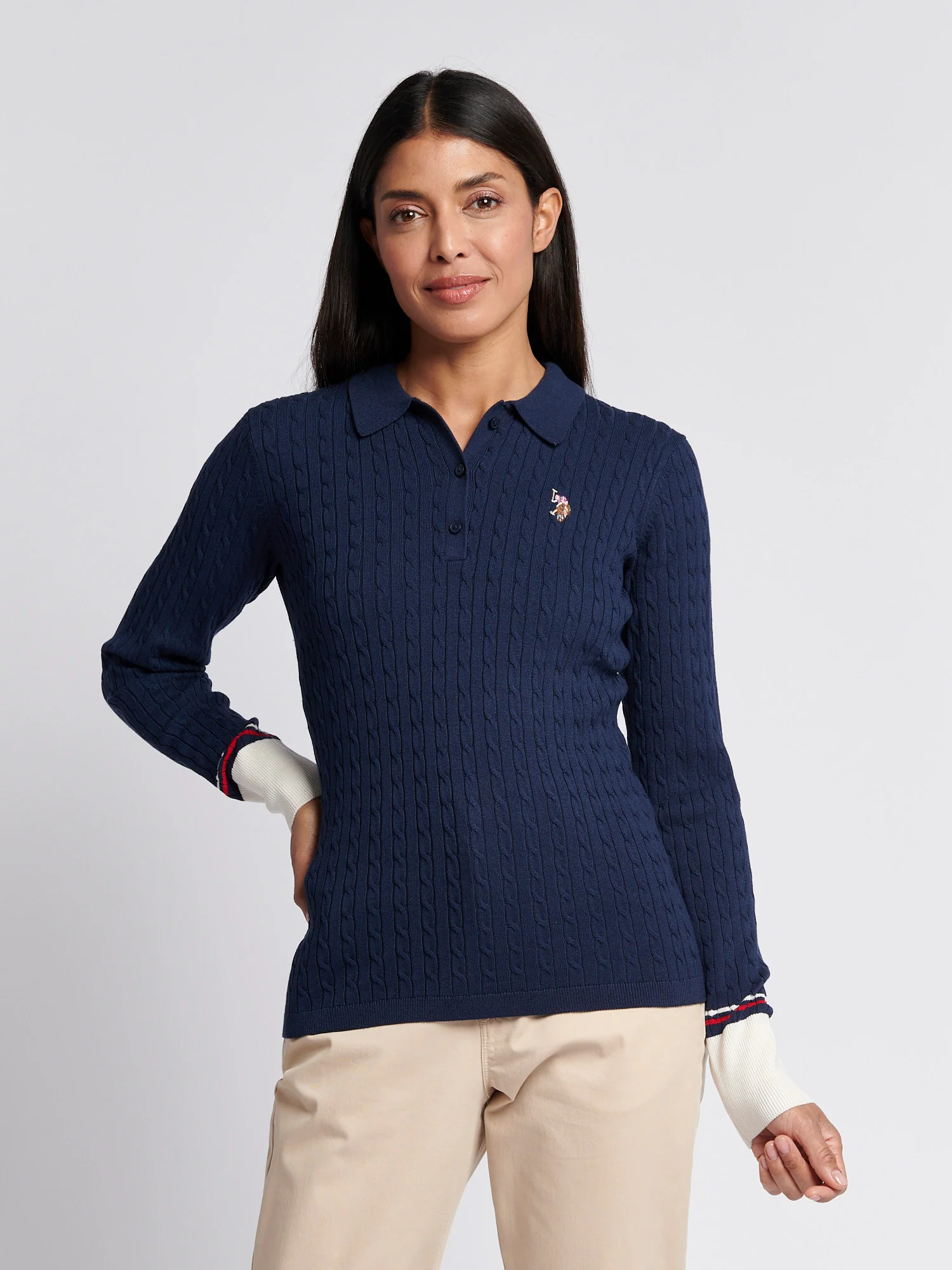 Drobnoziarniste dzianki Polo Navy Iris