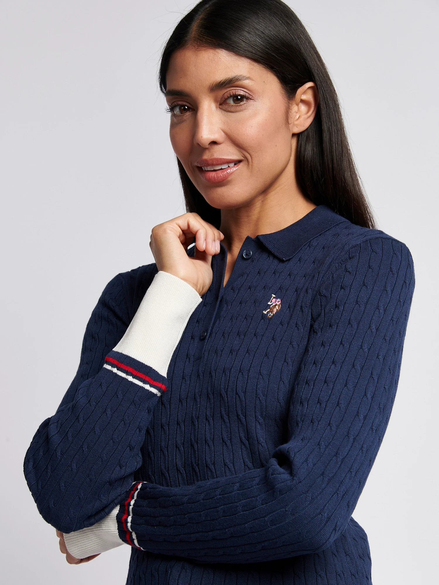Drobnoziarniste dzianki Polo Navy Iris - Image 2