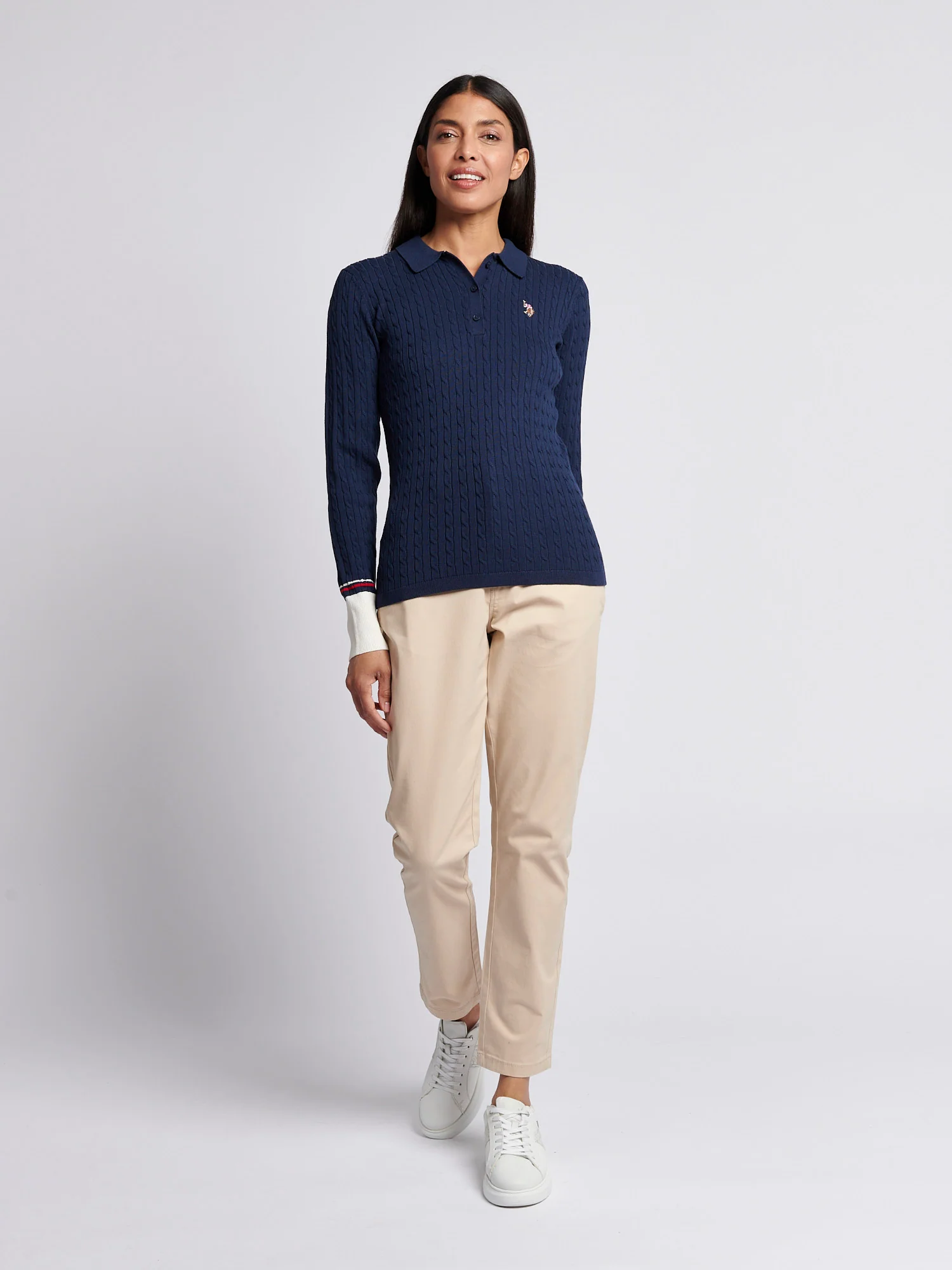 Drobnoziarniste dzianki Polo Navy Iris - Image 3