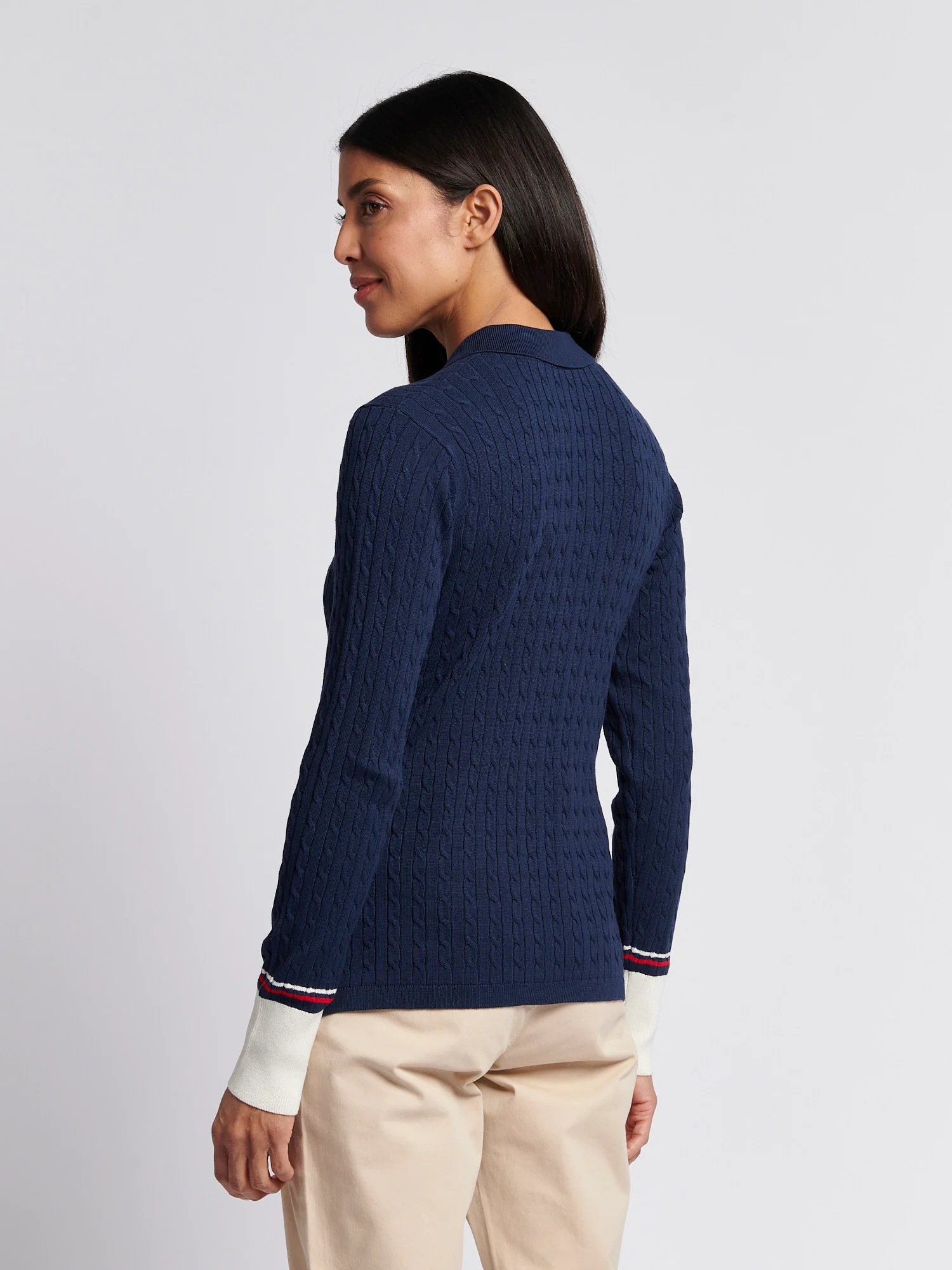 Drobnoziarniste dzianki Polo Navy Iris - Image 4