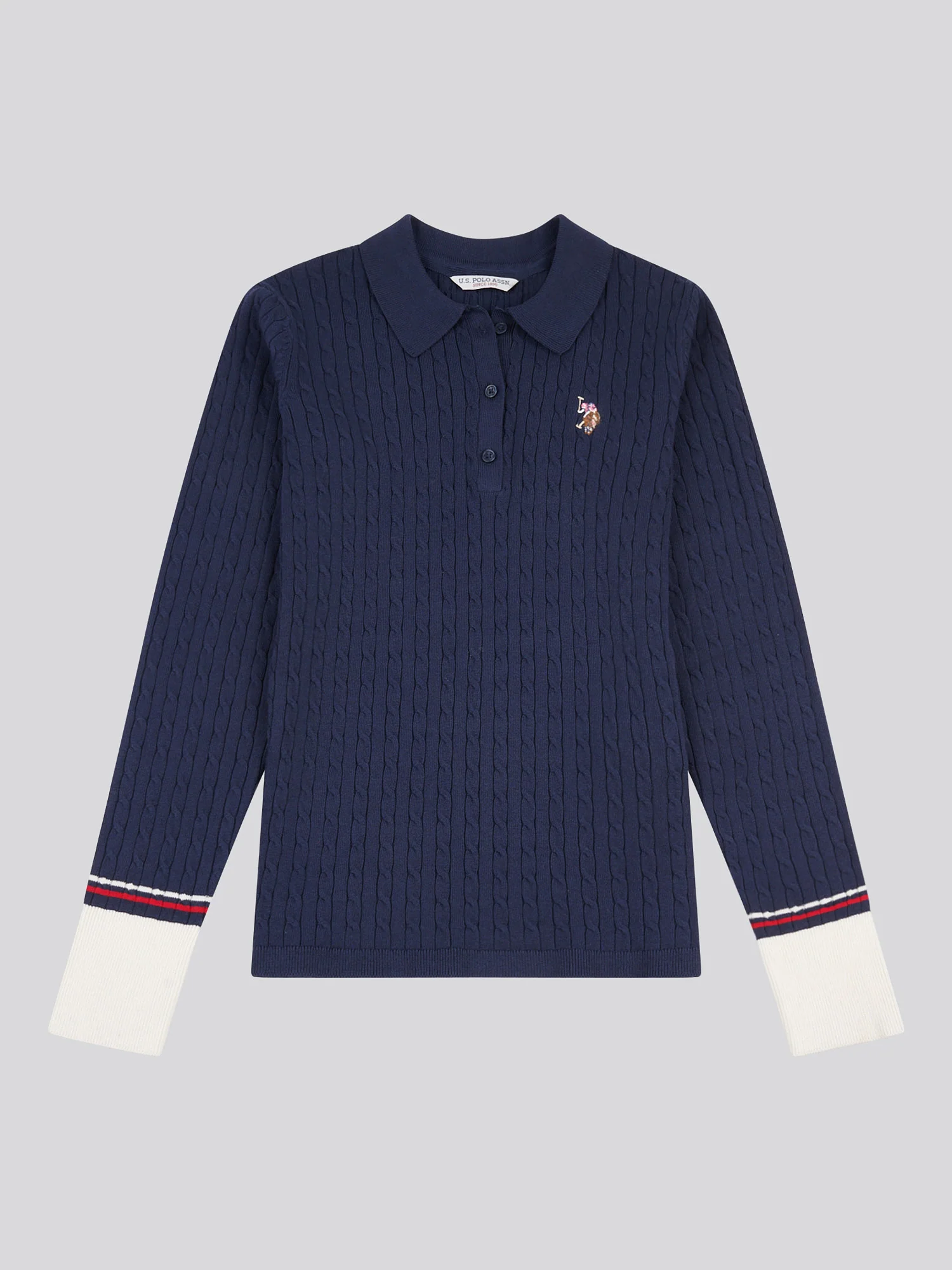 Drobnoziarniste dzianki Polo Navy Iris - Image 5