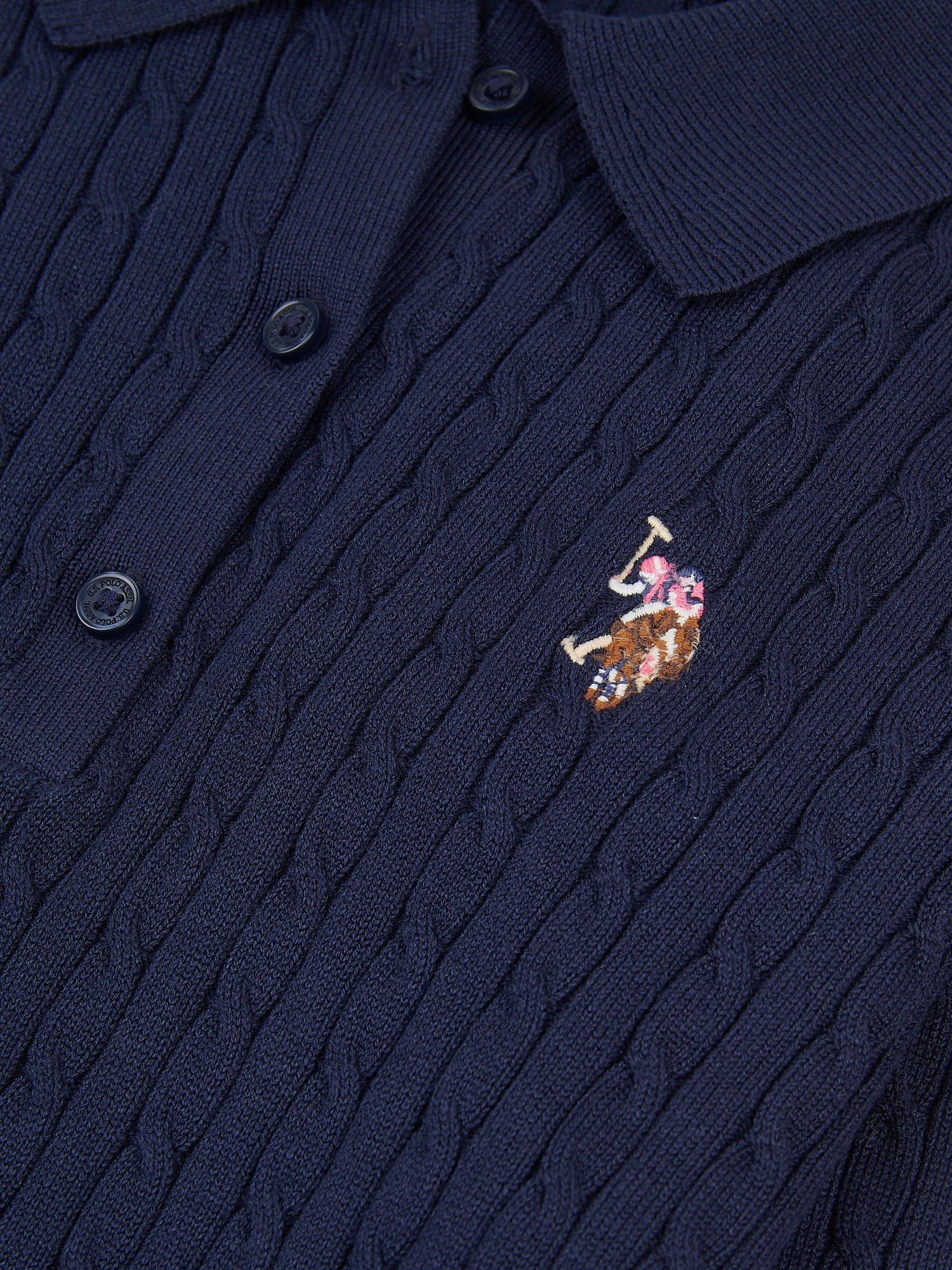 Drobnoziarniste dzianki Polo Navy Iris - Image 7