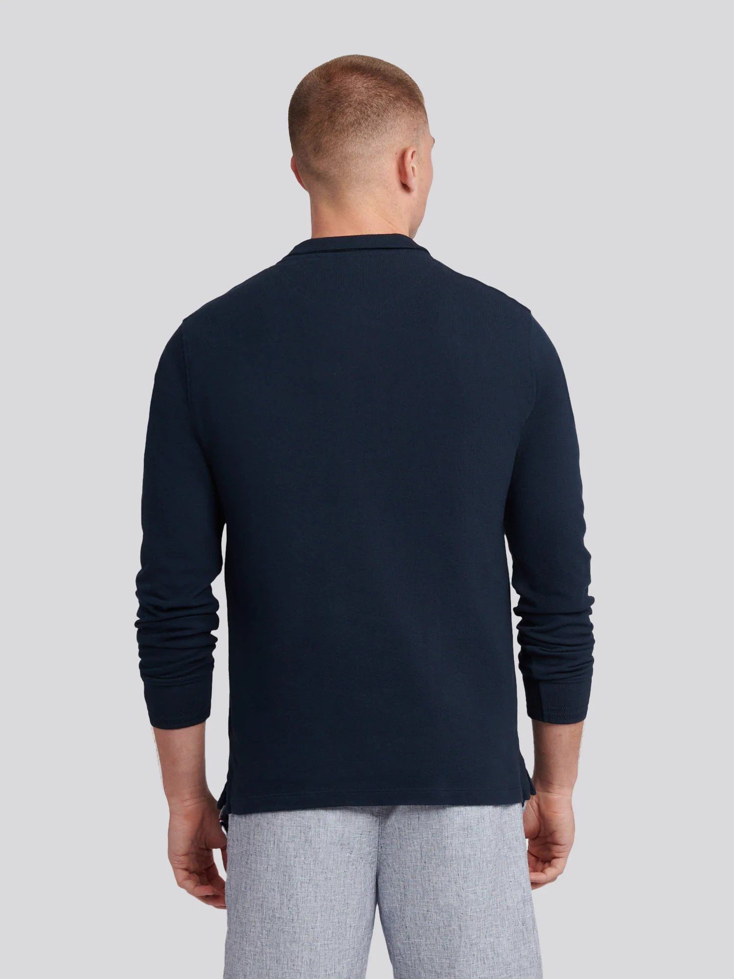 Płaski pala tekstura Zip ls Polo Dark Sapphire granatowy/księżycowy światło niebieski - Image 4
