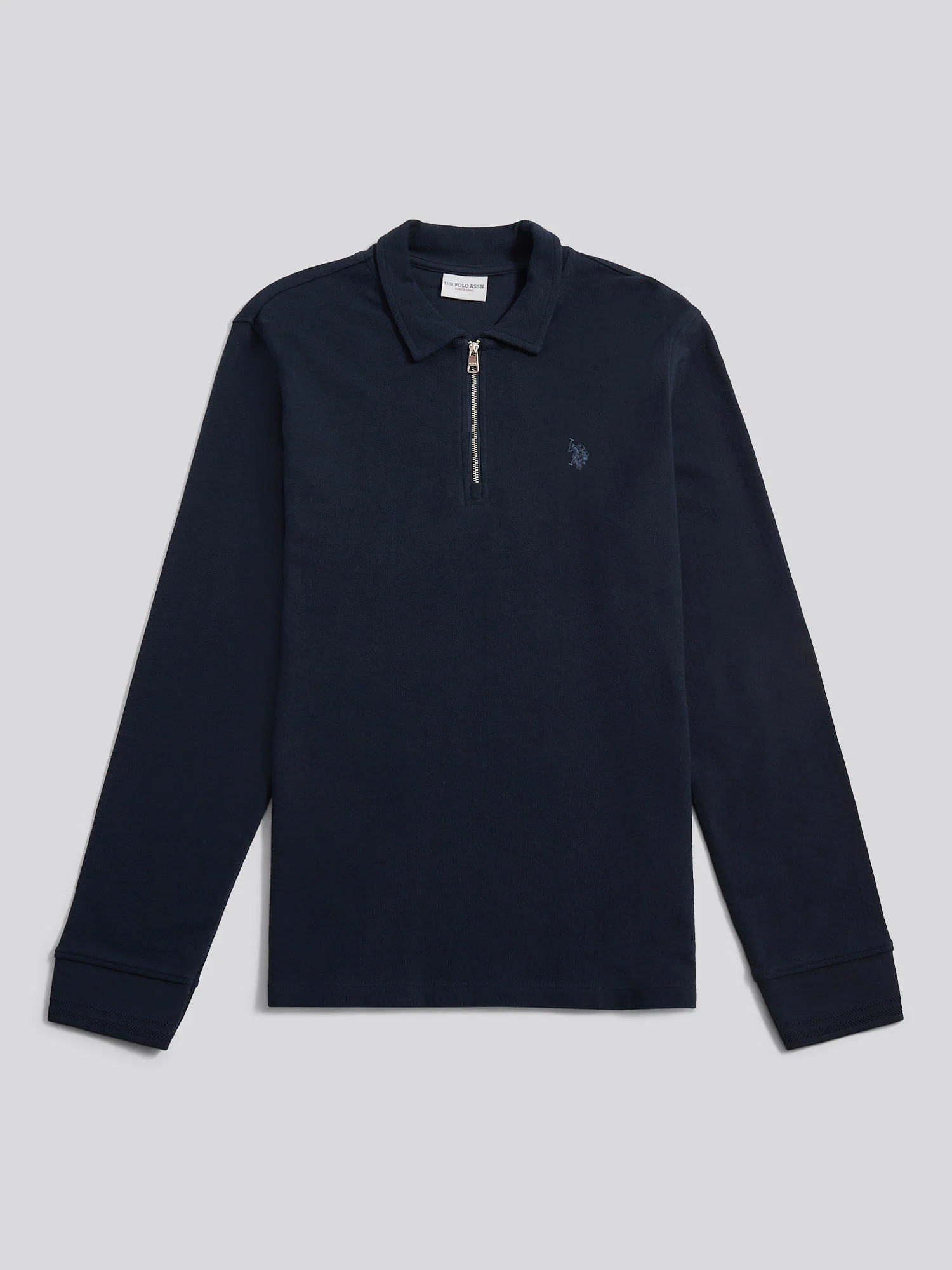 Płaski pala tekstura Zip ls Polo Dark Sapphire granatowy/księżycowy światło niebieski - Image 5