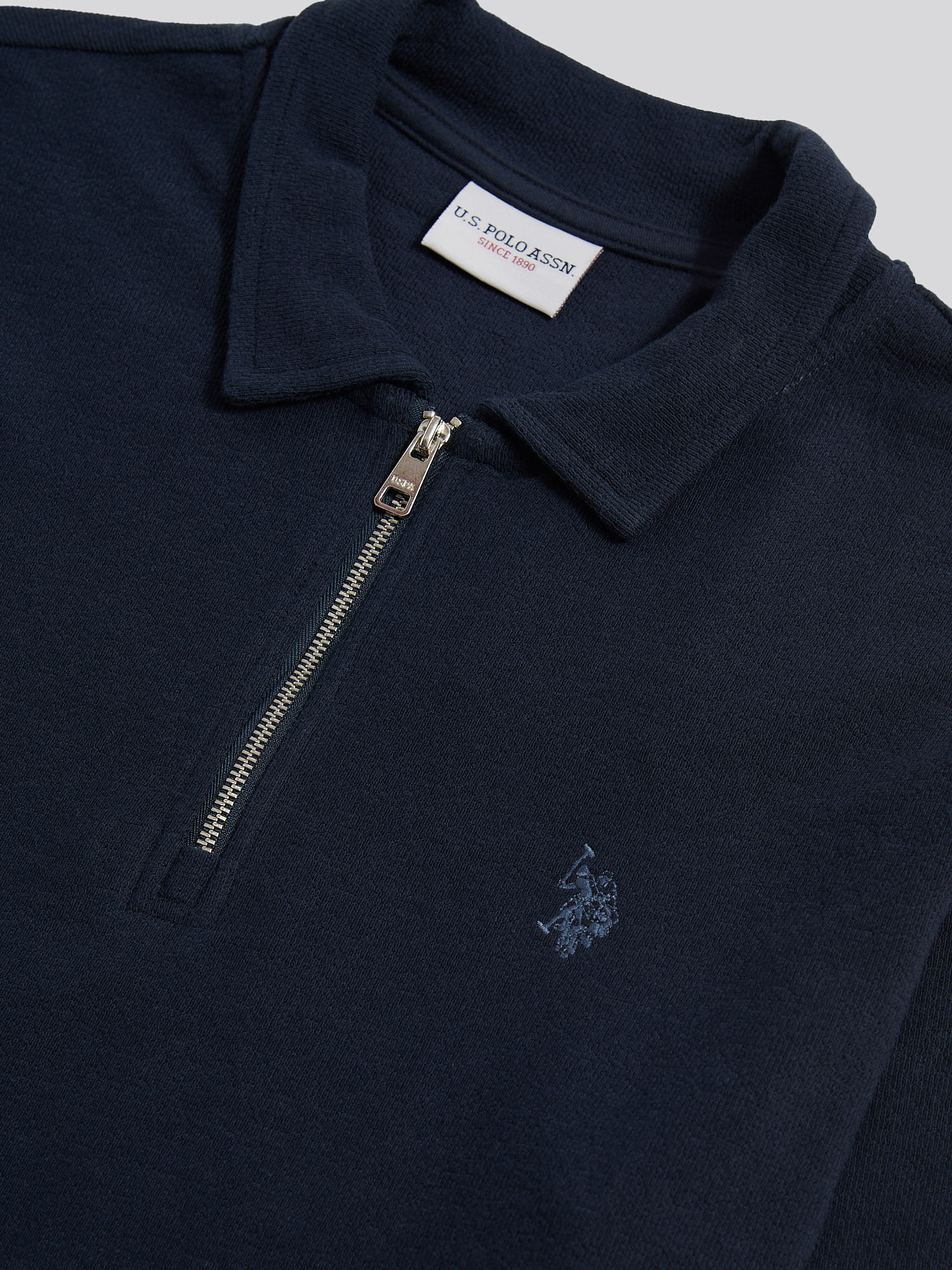 Płaski pala tekstura Zip ls Polo Dark Sapphire granatowy/księżycowy światło niebieski - Image 7