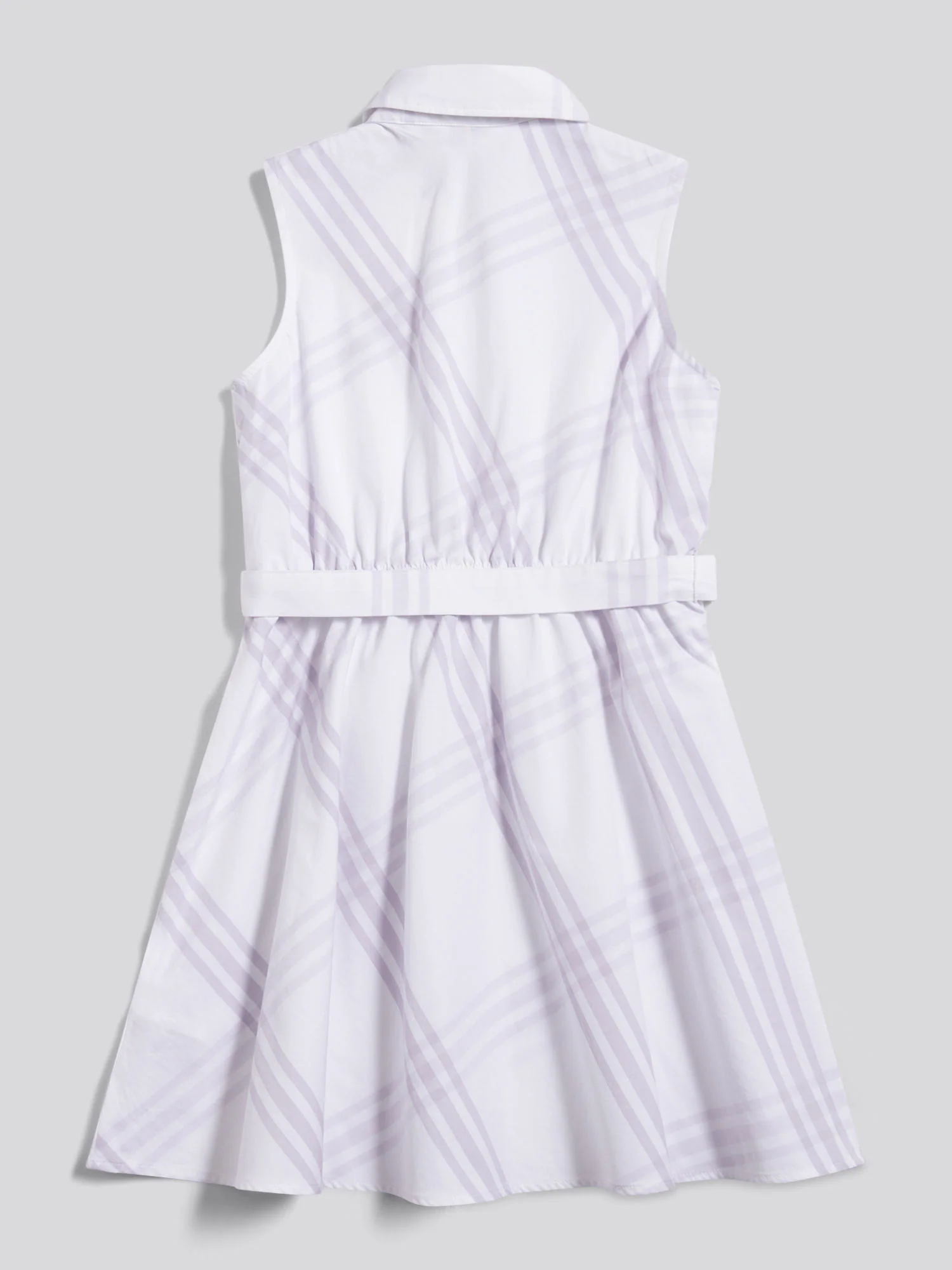 Girls Check Sleeveless Shirt Dress Lavender Blue - Image 6