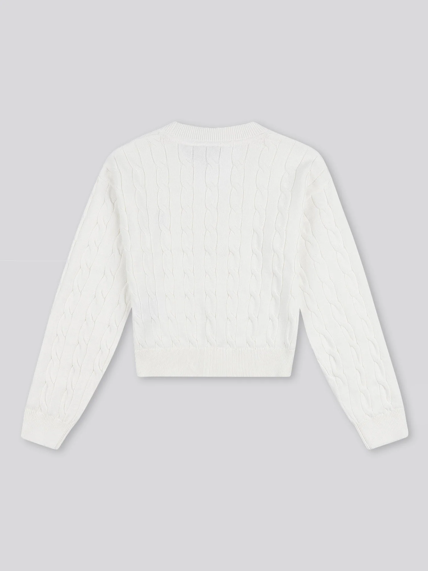 Girls Cable Knit Cardigan w Marshmallow - Image 6